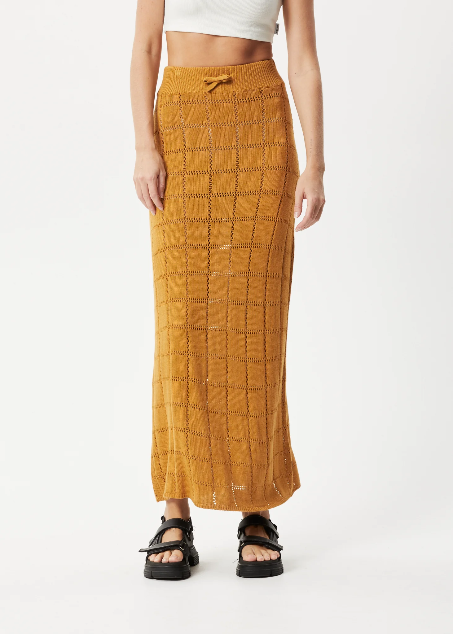AFENDS Womens Femme - Knit Maxi Skirt - Mustard - Image 2
