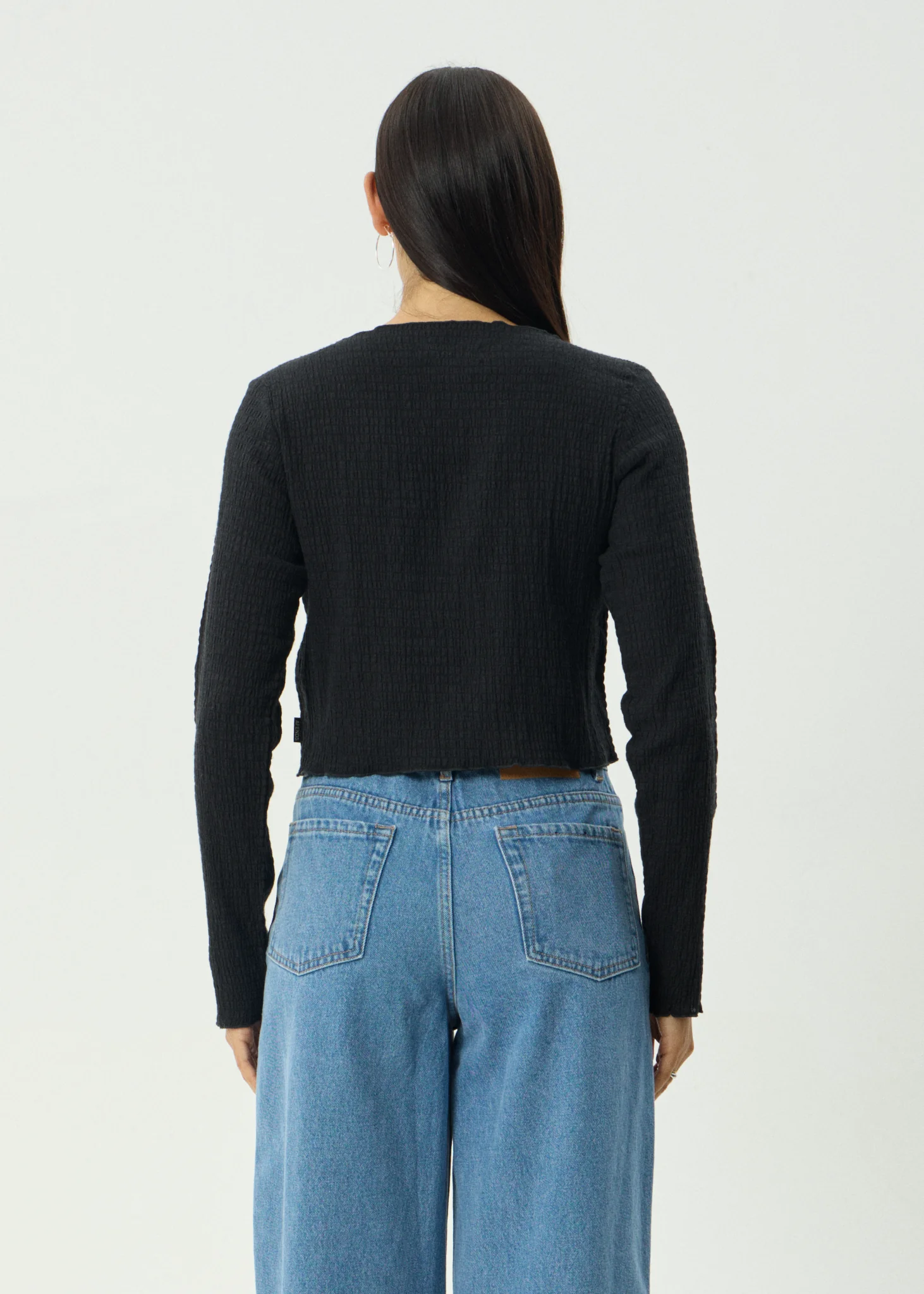 AFENDS Womens Focus - Seersucker Long Sleeve Top - Black - Image 9
