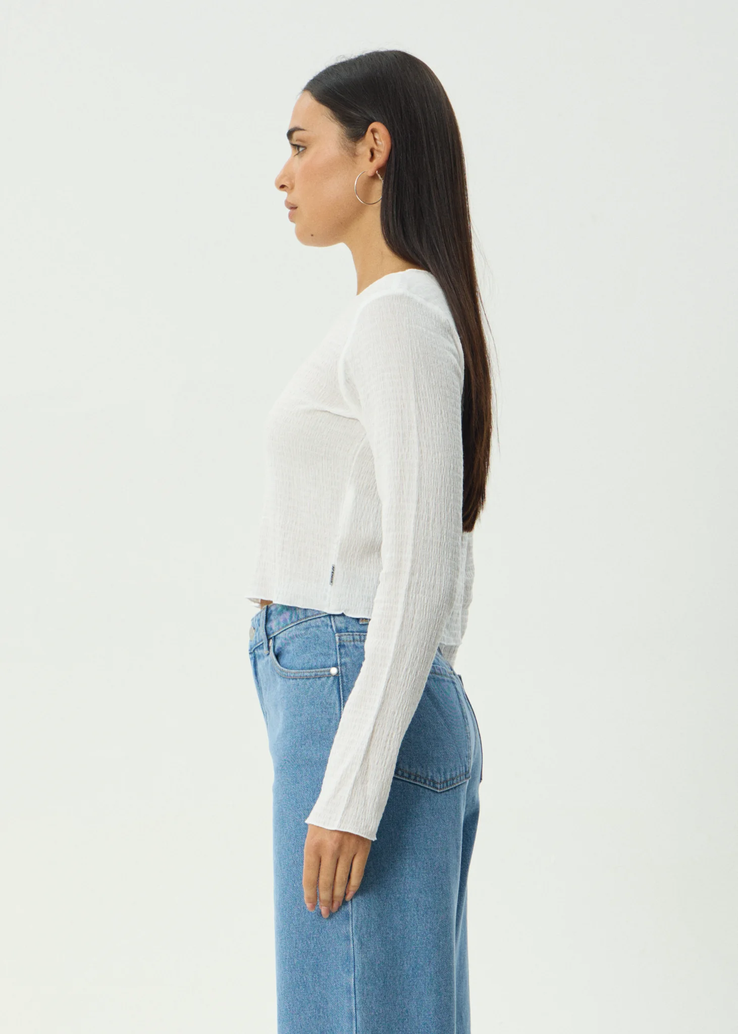 AFENDS Womens Focus - Seersucker Long Sleeve Top - Off White - Image 8