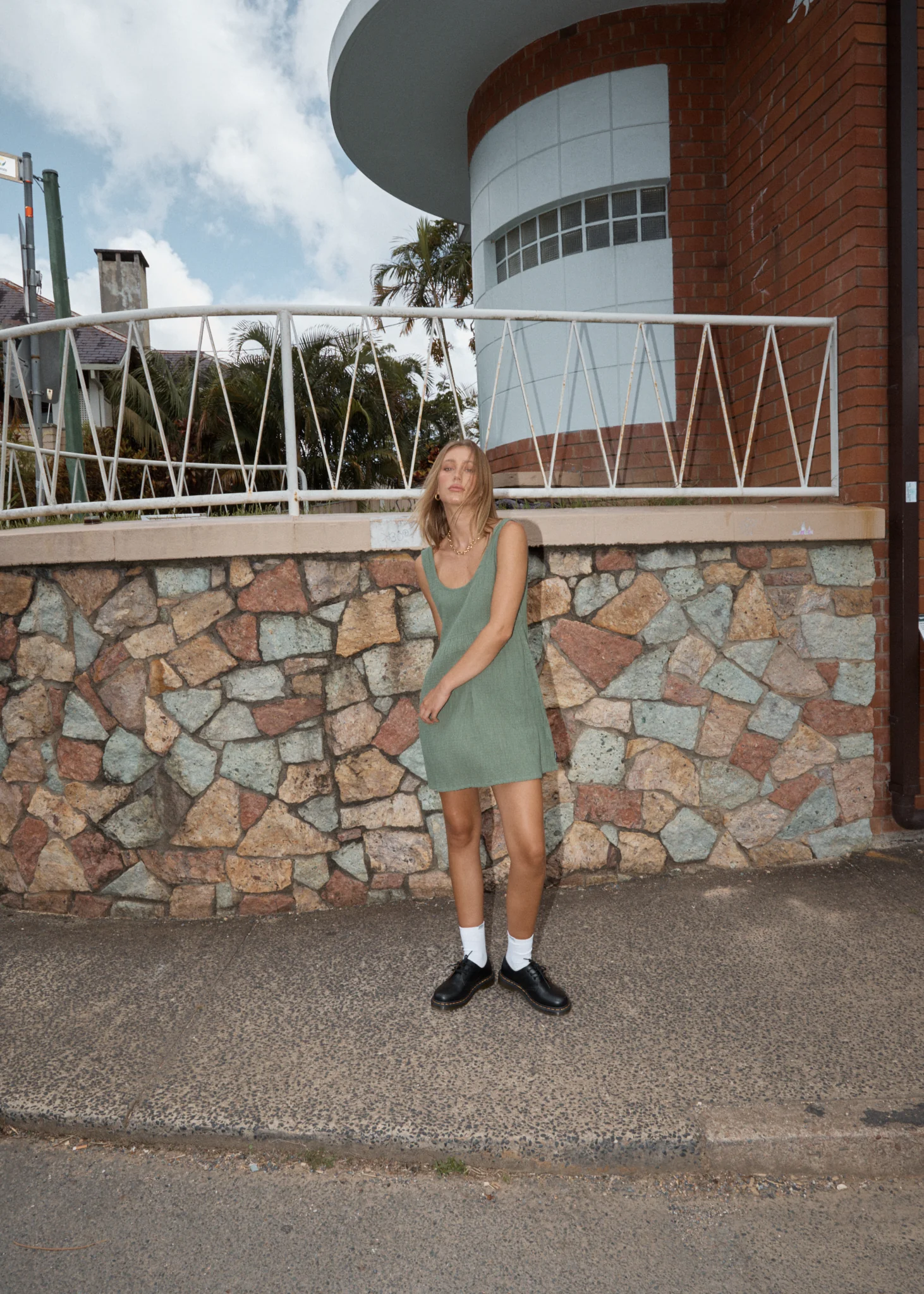 AFENDS Womens Focus Jesse - Seersucker Mini Dress - Oil Green - Image 6