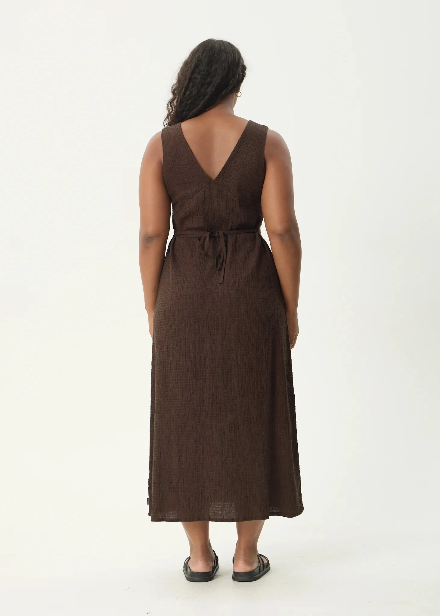 AFENDS Womens Tully - Seersucker Maxi Dress - Coffee - Image 10