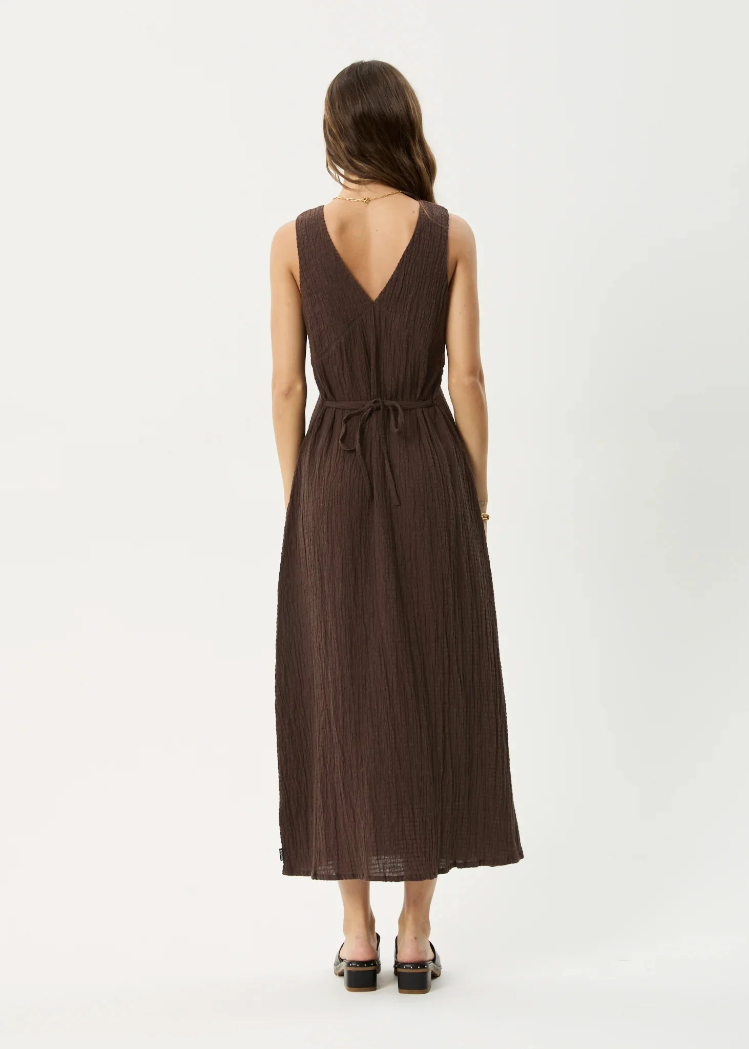 AFENDS Womens Tully - Seersucker Maxi Dress - Coffee - Image 11