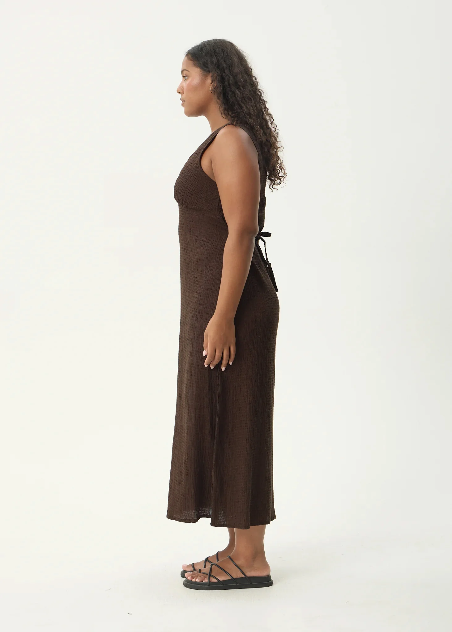 AFENDS Womens Tully - Seersucker Maxi Dress - Coffee - Image 7