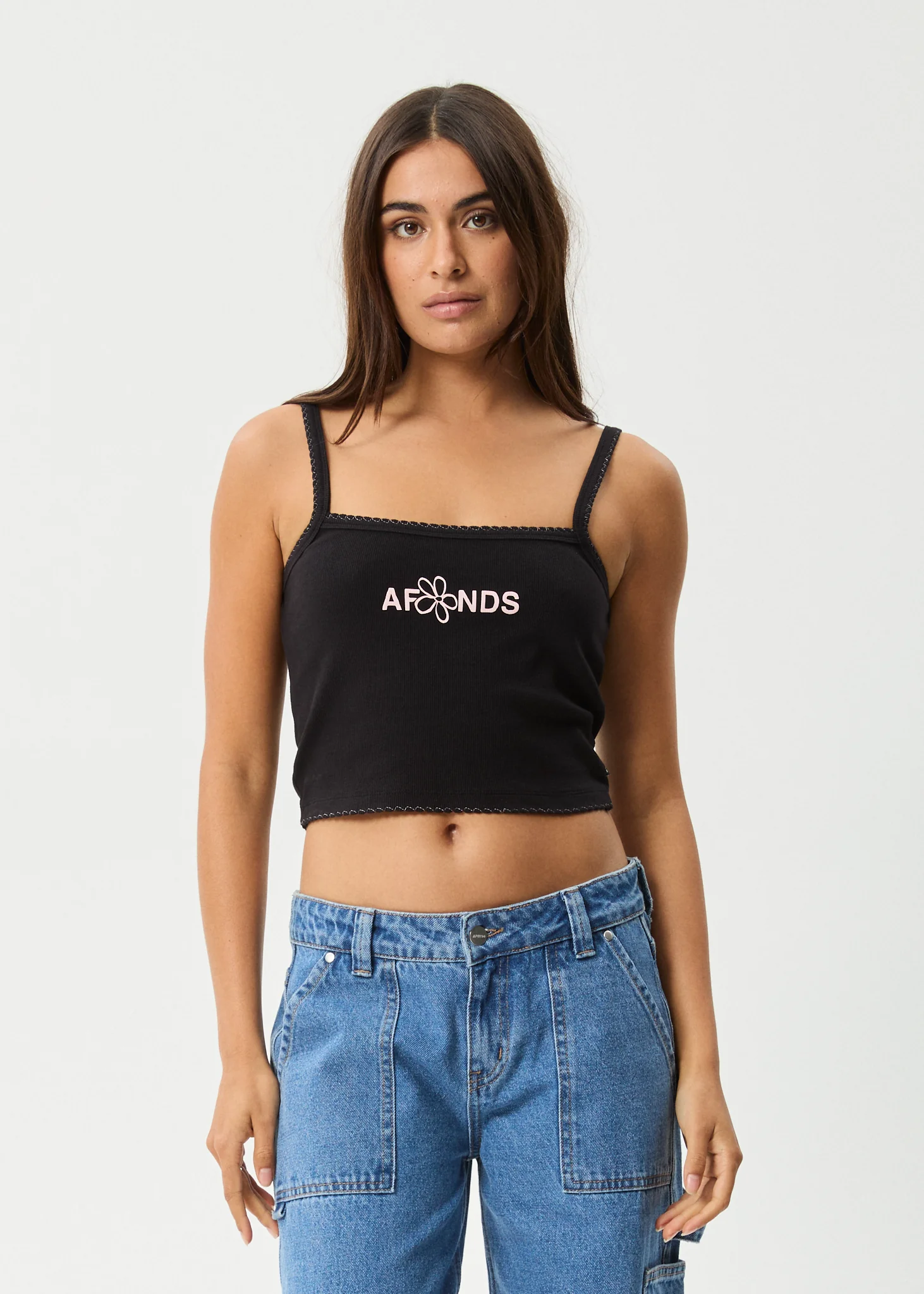 AFENDS Womens Frolic - Rib Singlet - Black - Image 2