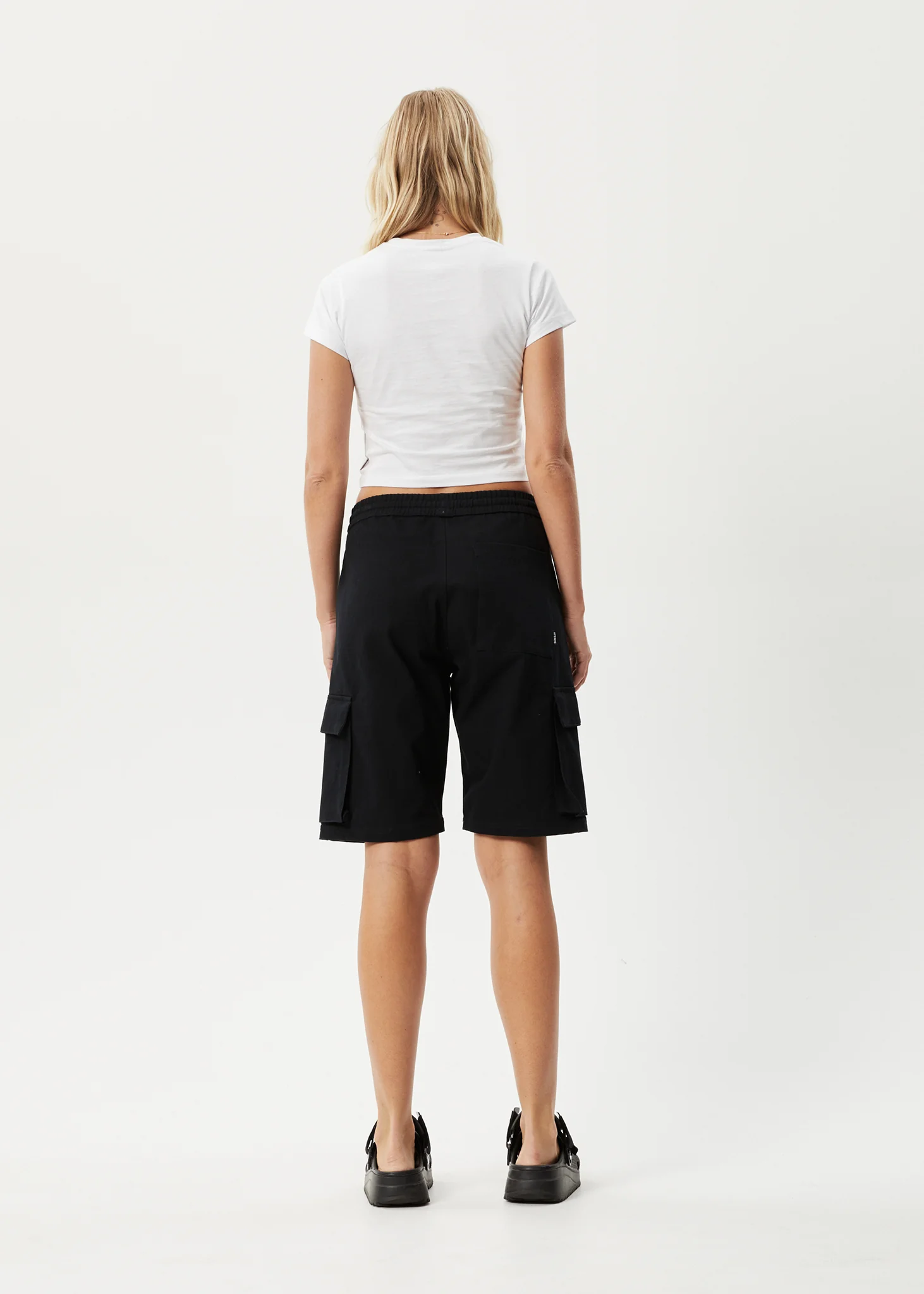 AFENDS Womens Fuji - Relaxed Cargo Short - Black - Image 4