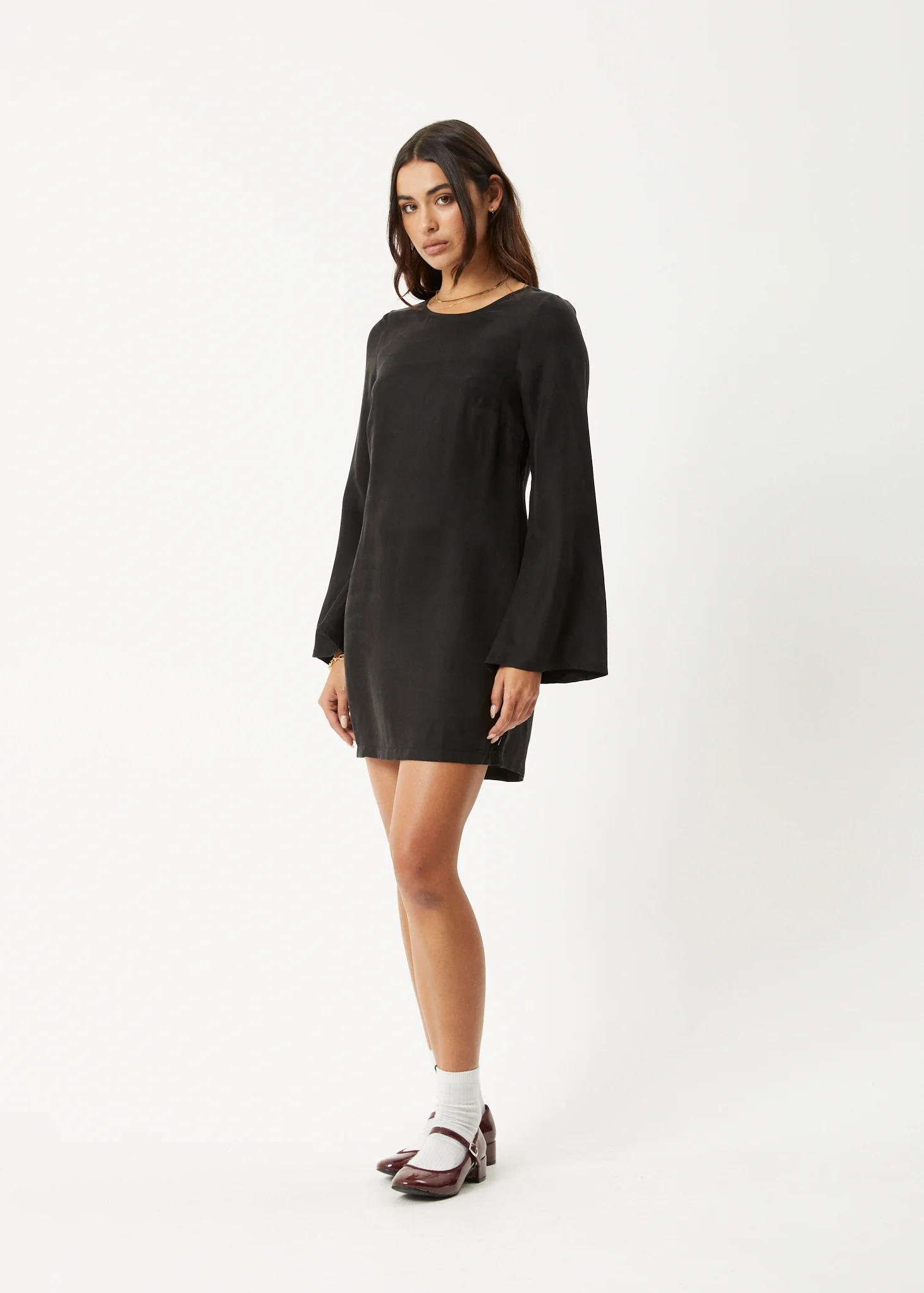 AFENDS Womens Gabriel - Cupro Mini Dress - Black - Image 3
