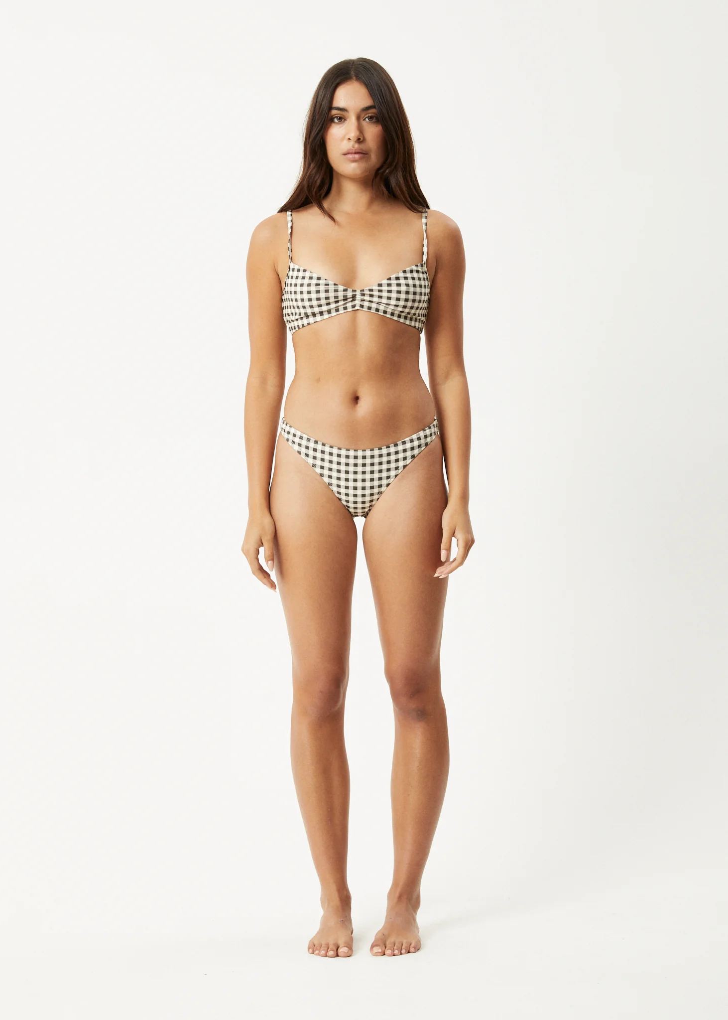 AFENDS Womens Gambet - Check Bikini Bottom - Black / Sand - Image 8