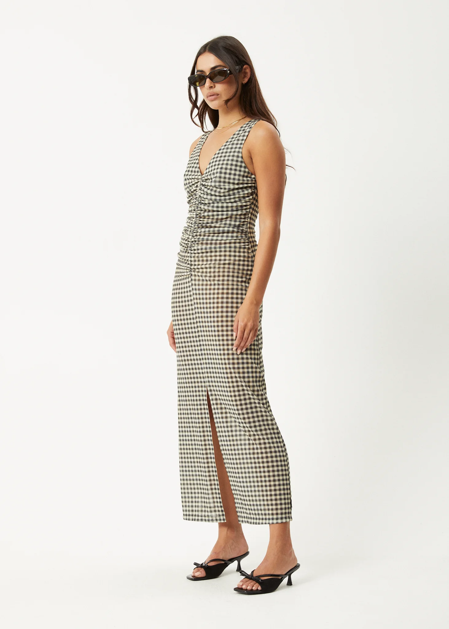 AFENDS Womens Gambet -  Sheer Maxi Dress - Black / Sand - Image 3