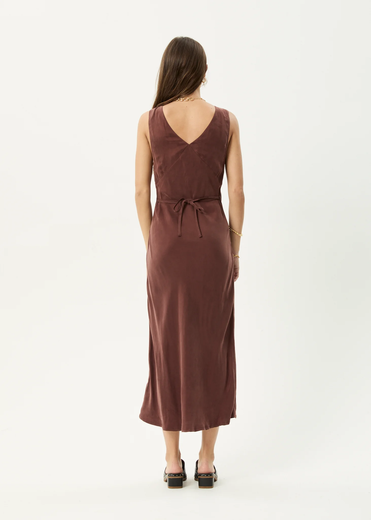 AFENDS Womens Gia - Cupro Maxi Dress - Hazelnut - Image 5