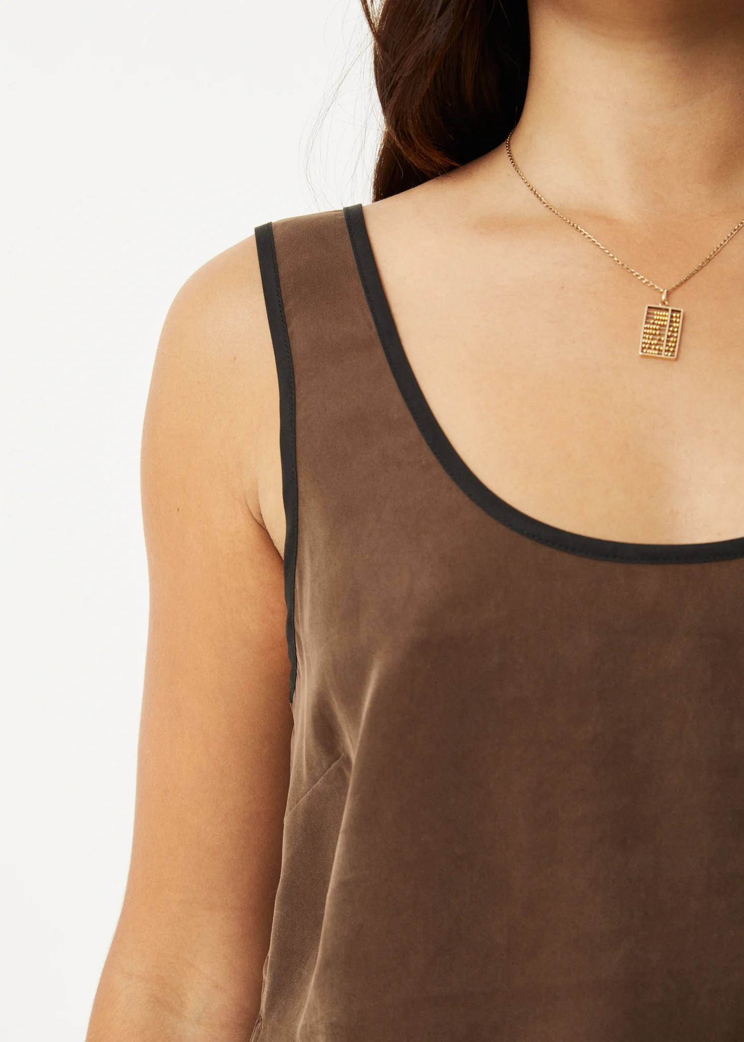 AFENDS Womens Giselle - Cupro Tank - Coffee - Image 7
