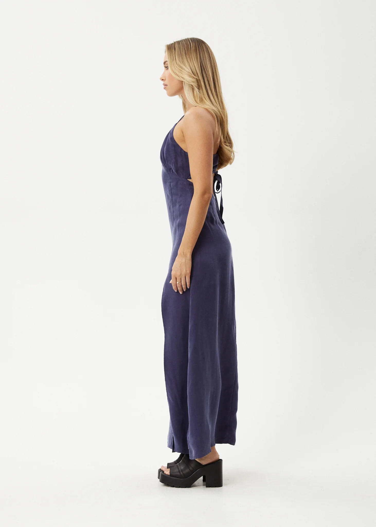 AFENDS Womens Grace - Cupro Maxi Dress - Navy - Image 5