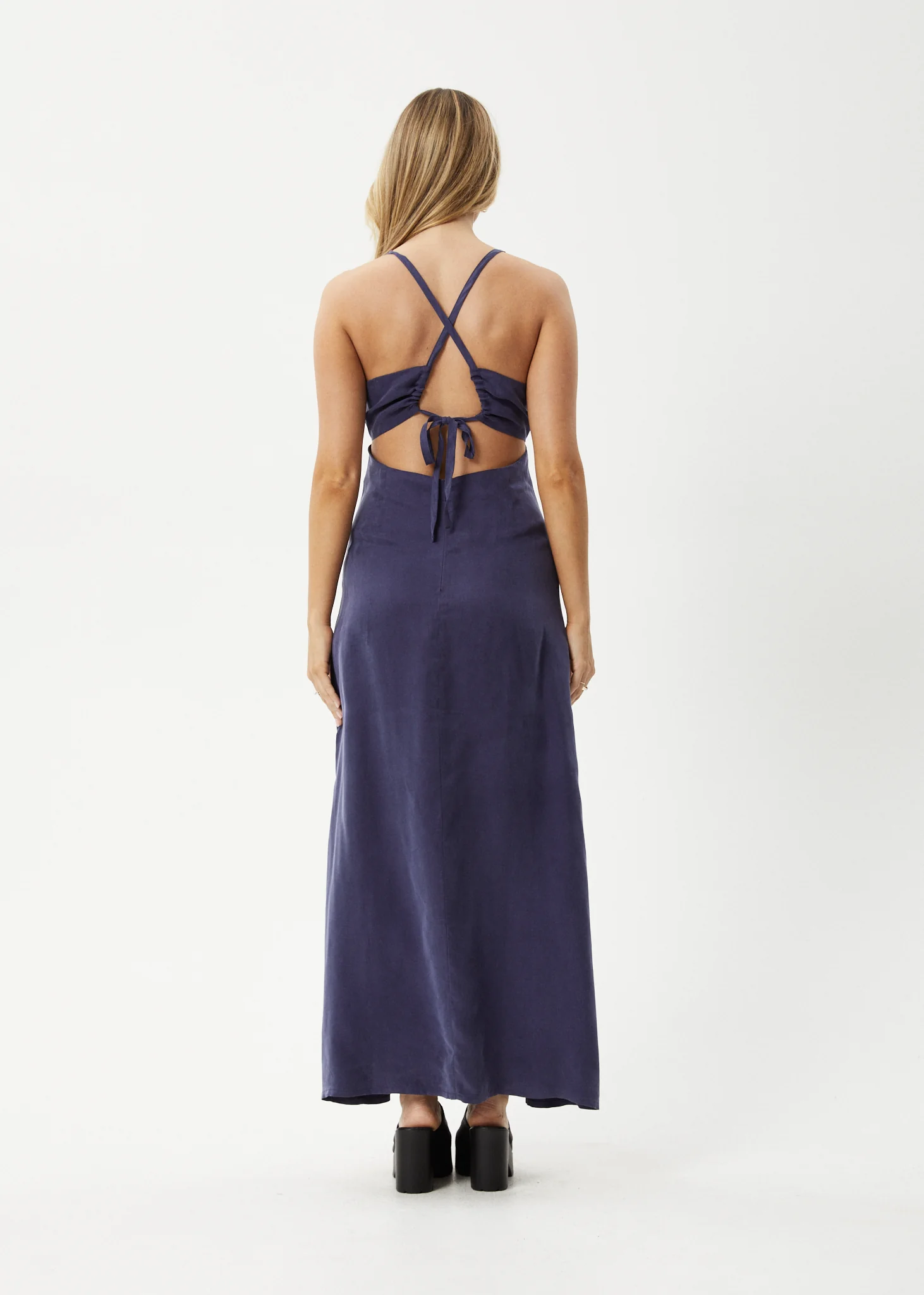 AFENDS Womens Grace - Cupro Maxi Dress - Navy - Image 6