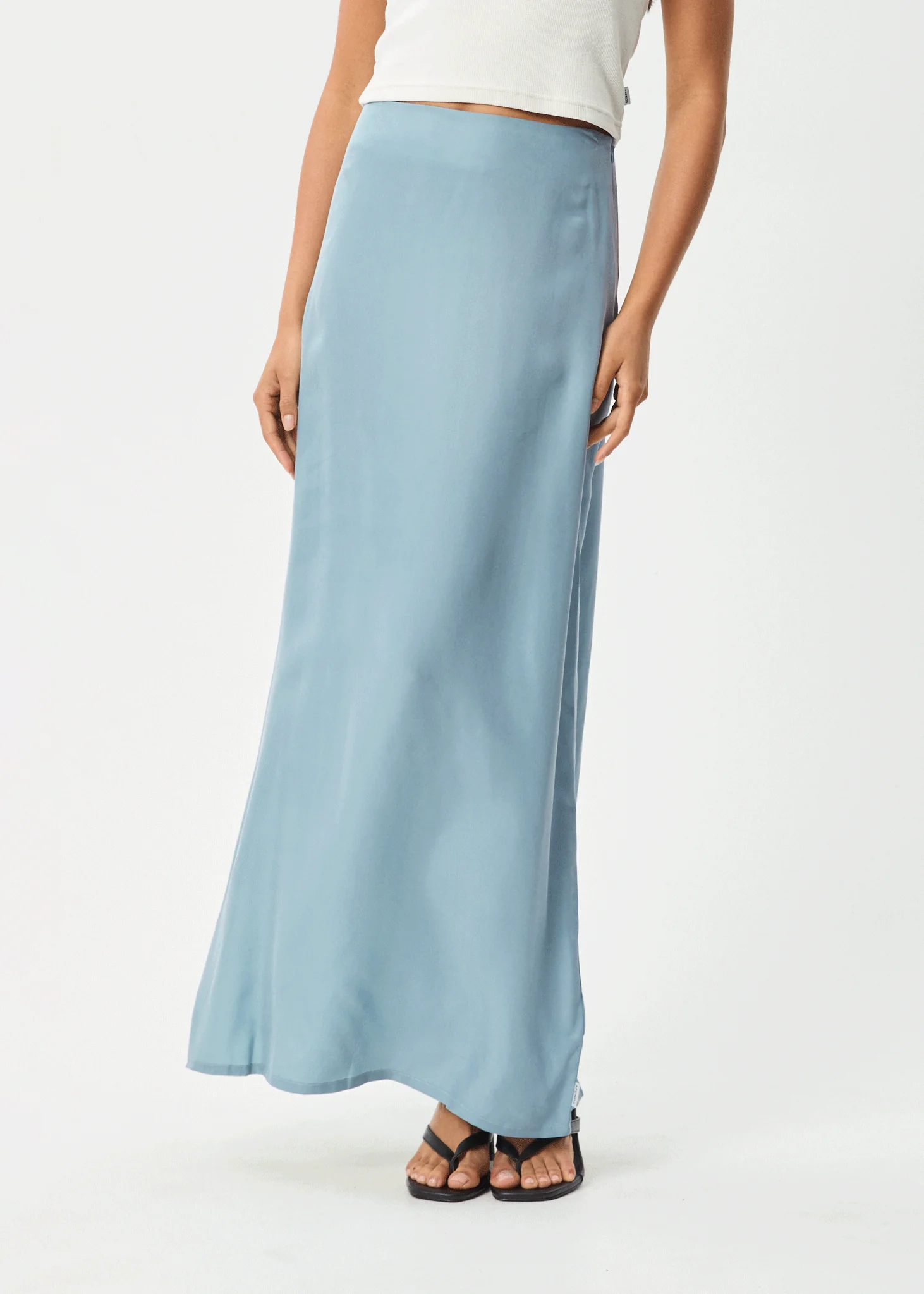 AFENDS Womens Grace - Cupro Maxi Skirt - Ether Blue - Image 3
