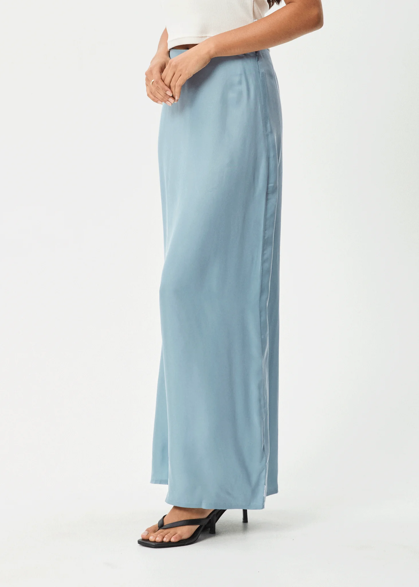 AFENDS Womens Grace - Cupro Maxi Skirt - Ether Blue - Image 4
