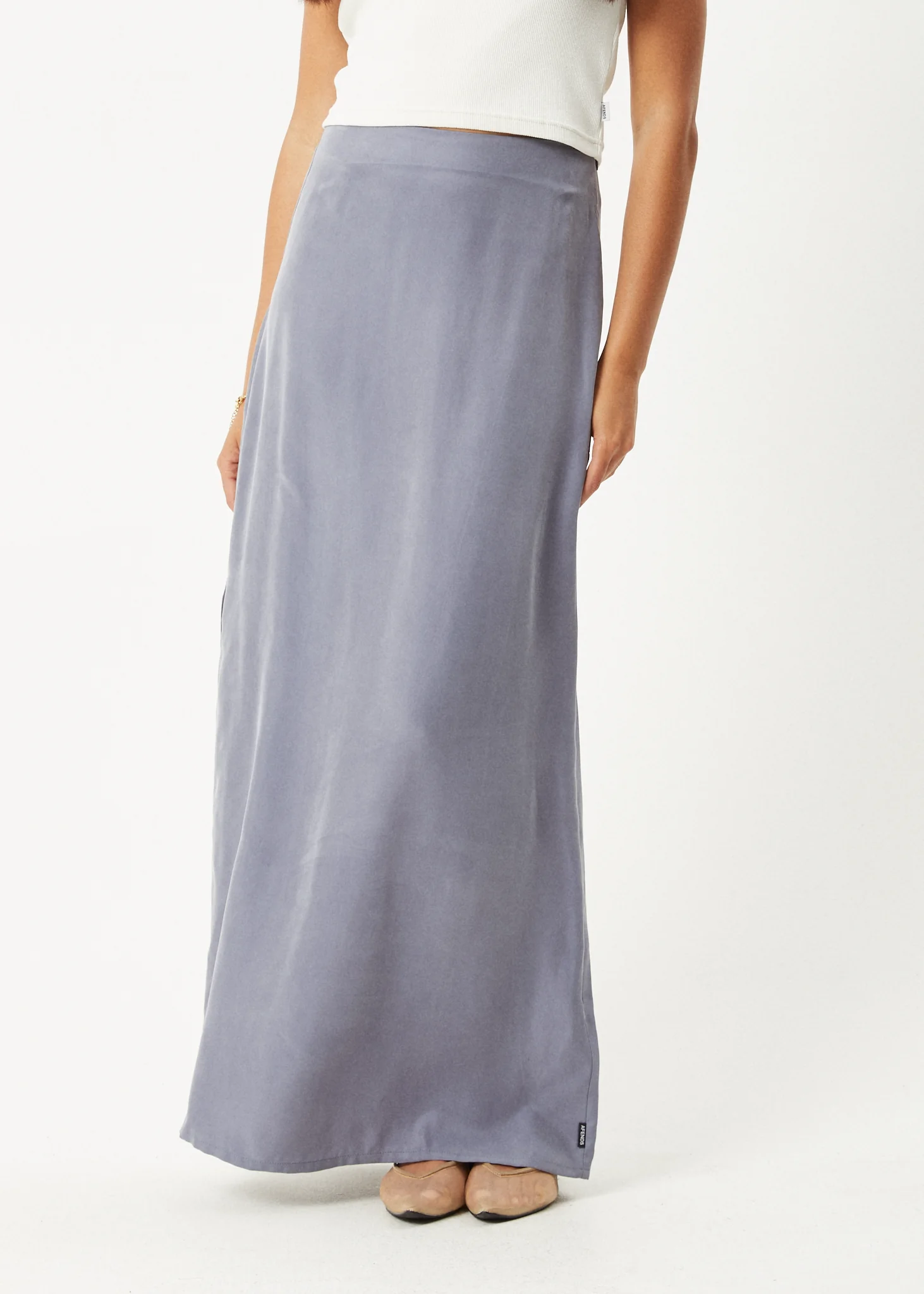 AFENDS Womens Grace - Cupro Maxi Skirt - Marlin - Image 3
