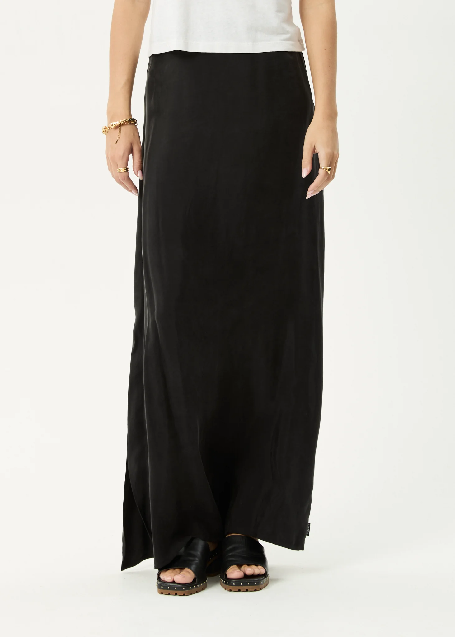 AFENDS Womens Grace - Cupro Maxi Skirt - Black - Image 2