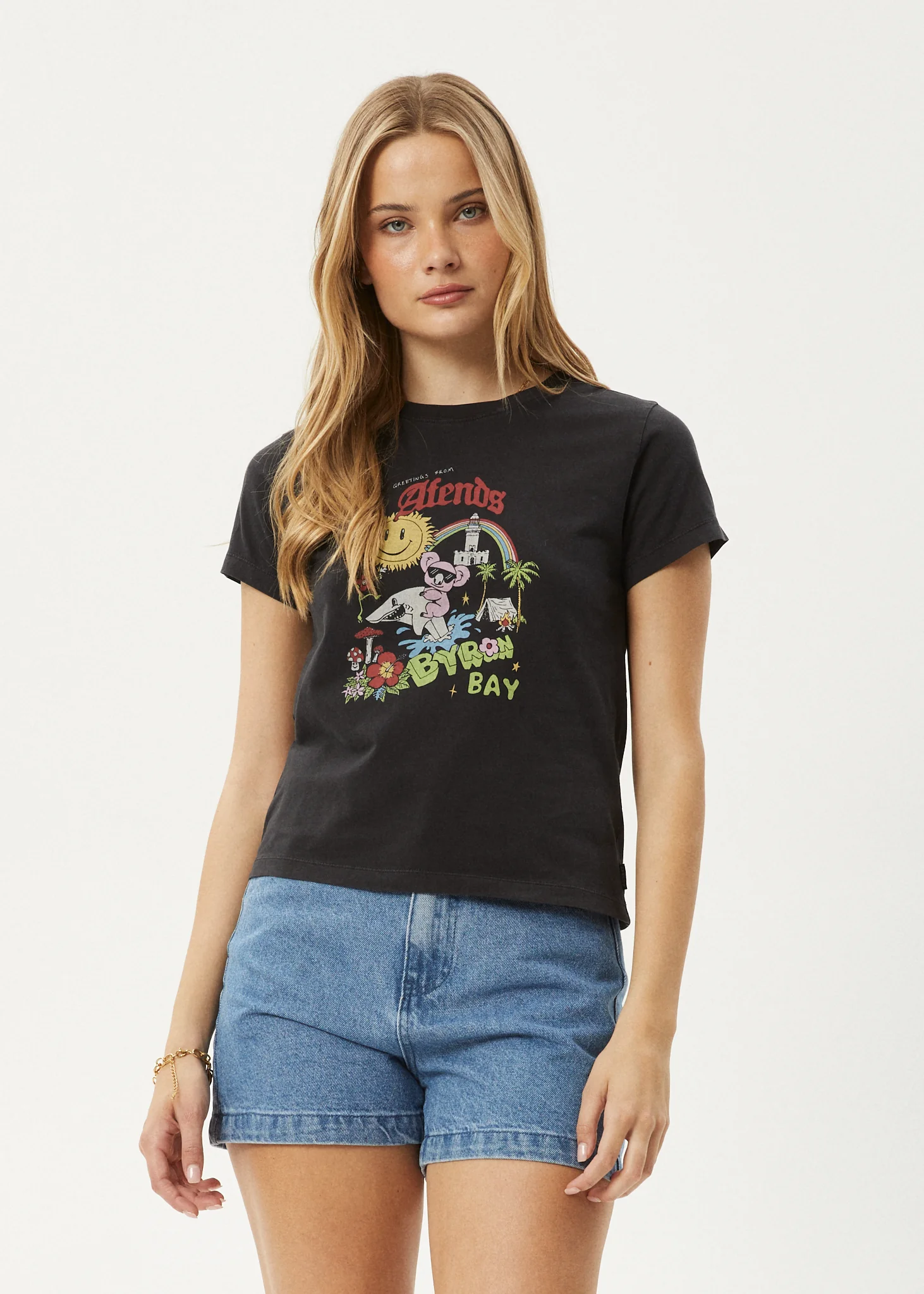 AFENDS Womens Greetings - Regular Tee - Stone Black - Image 2