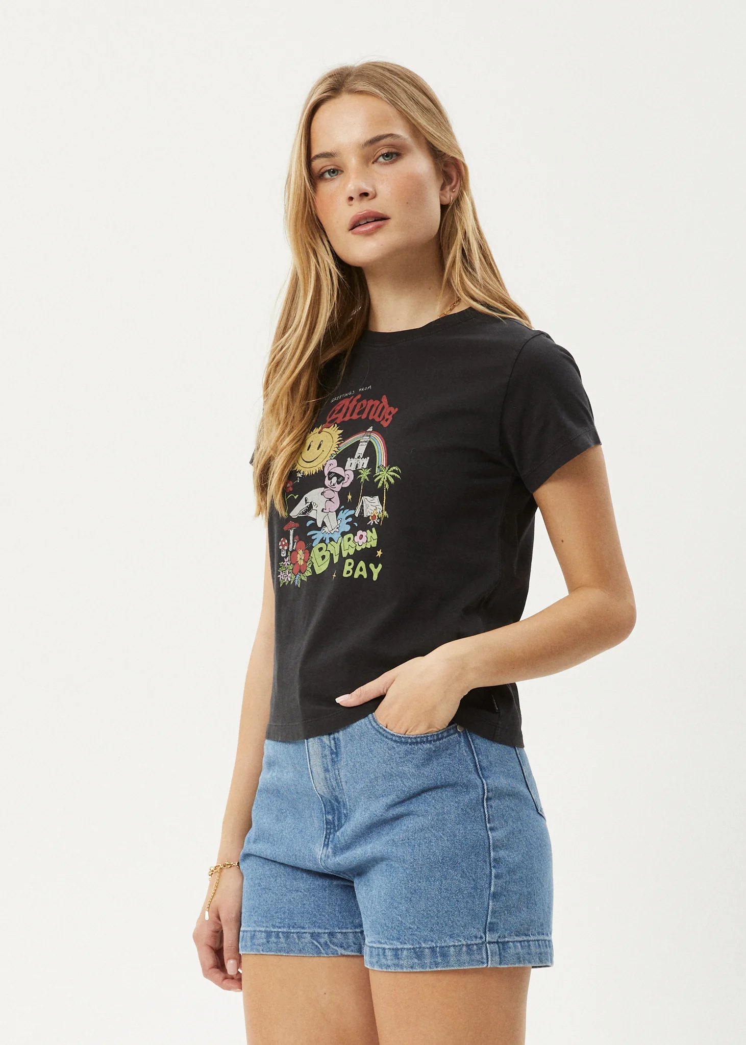AFENDS Womens Greetings - Regular Tee - Stone Black - Image 3