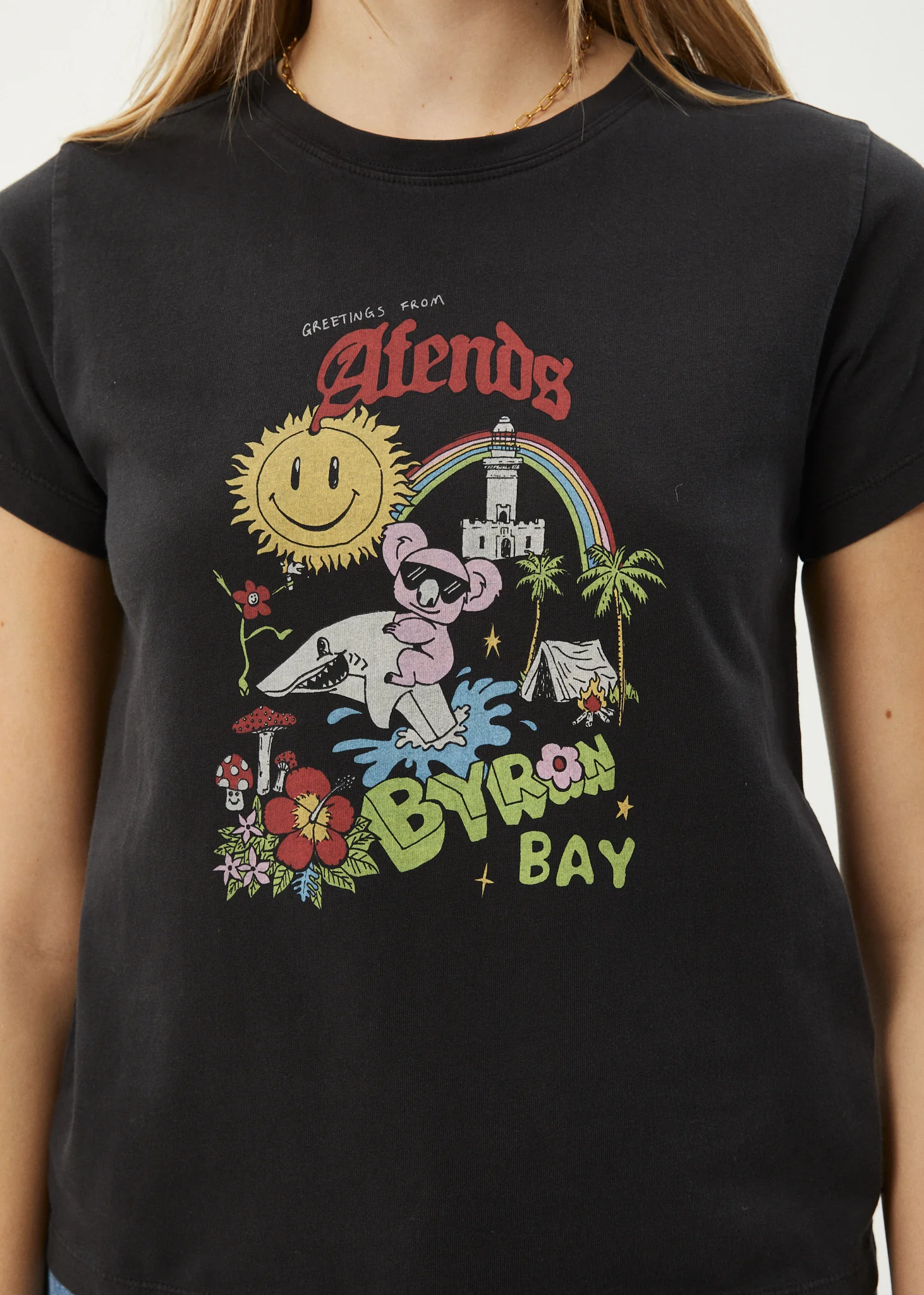 AFENDS Womens Greetings - Regular Tee - Stone Black - Image 6