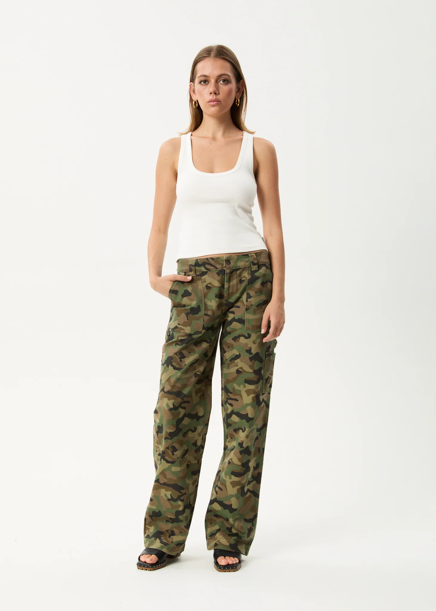 AFENDS Womens Hidden Lexi - Low Rise Workwear Pant - Hidden - Image 8