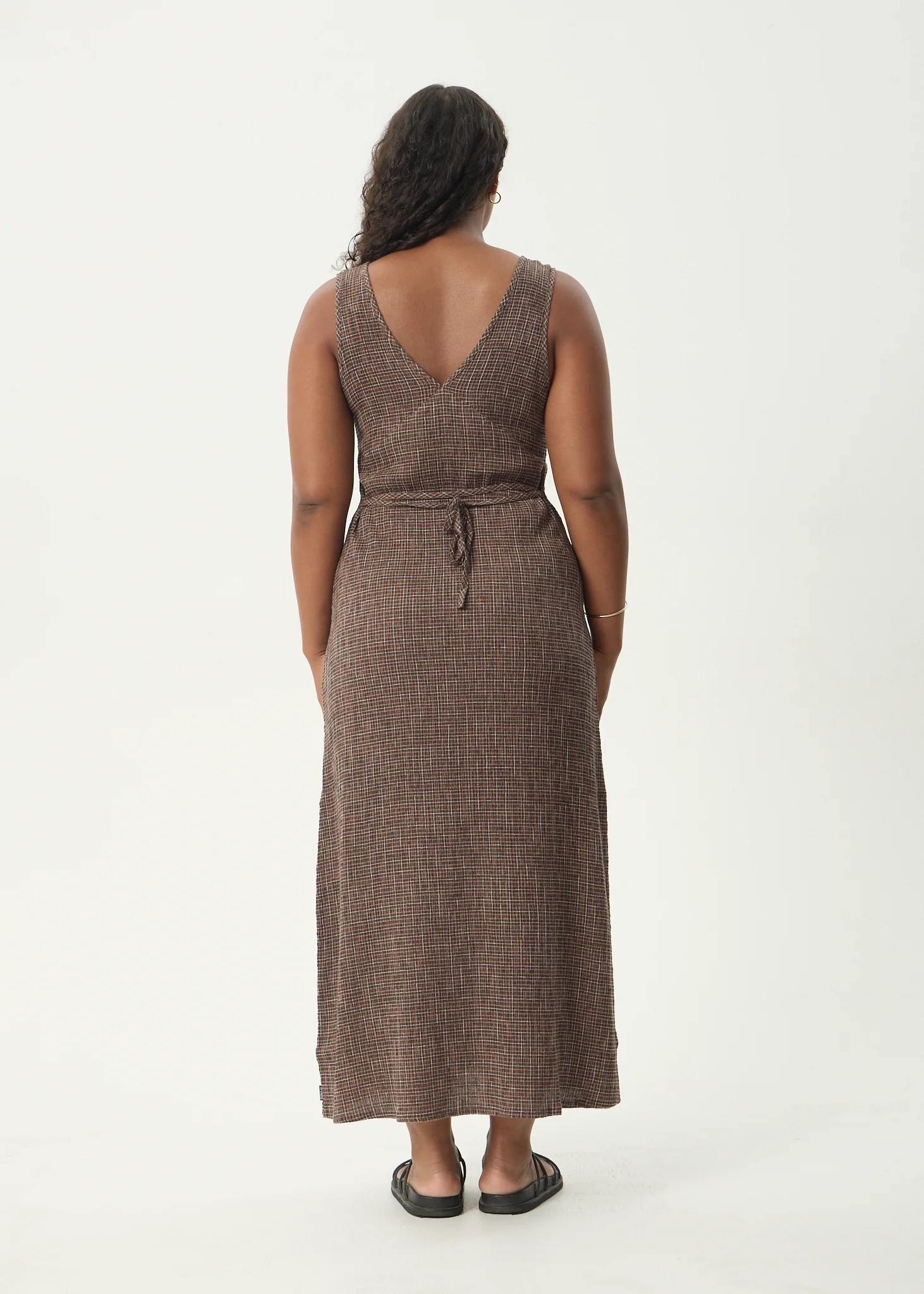 AFENDS Womens Tully - Seersucker Maxi Dress - Hometown Coffee - Image 10