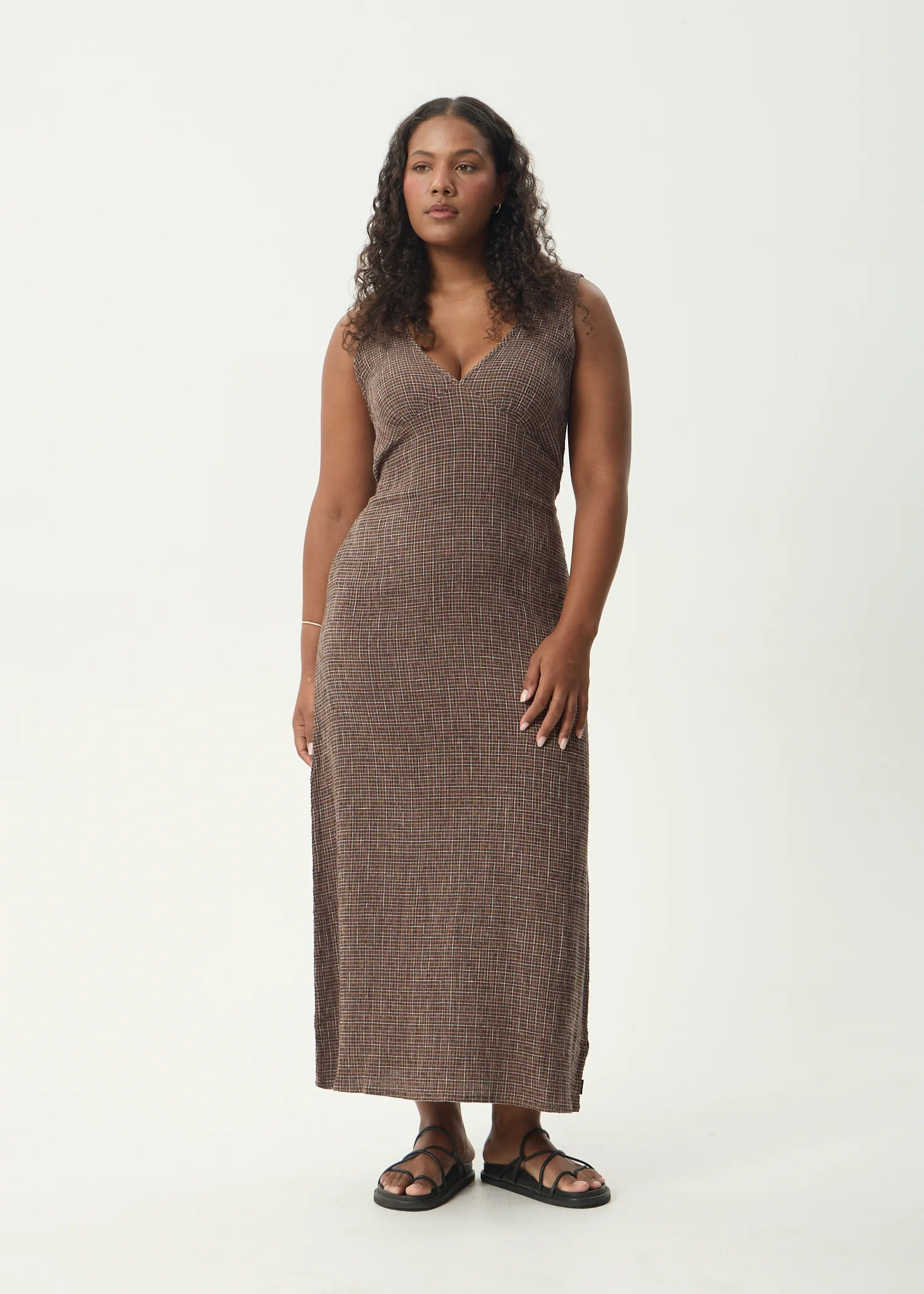 AFENDS Womens Tully - Seersucker Maxi Dress - Hometown Coffee - Image 12