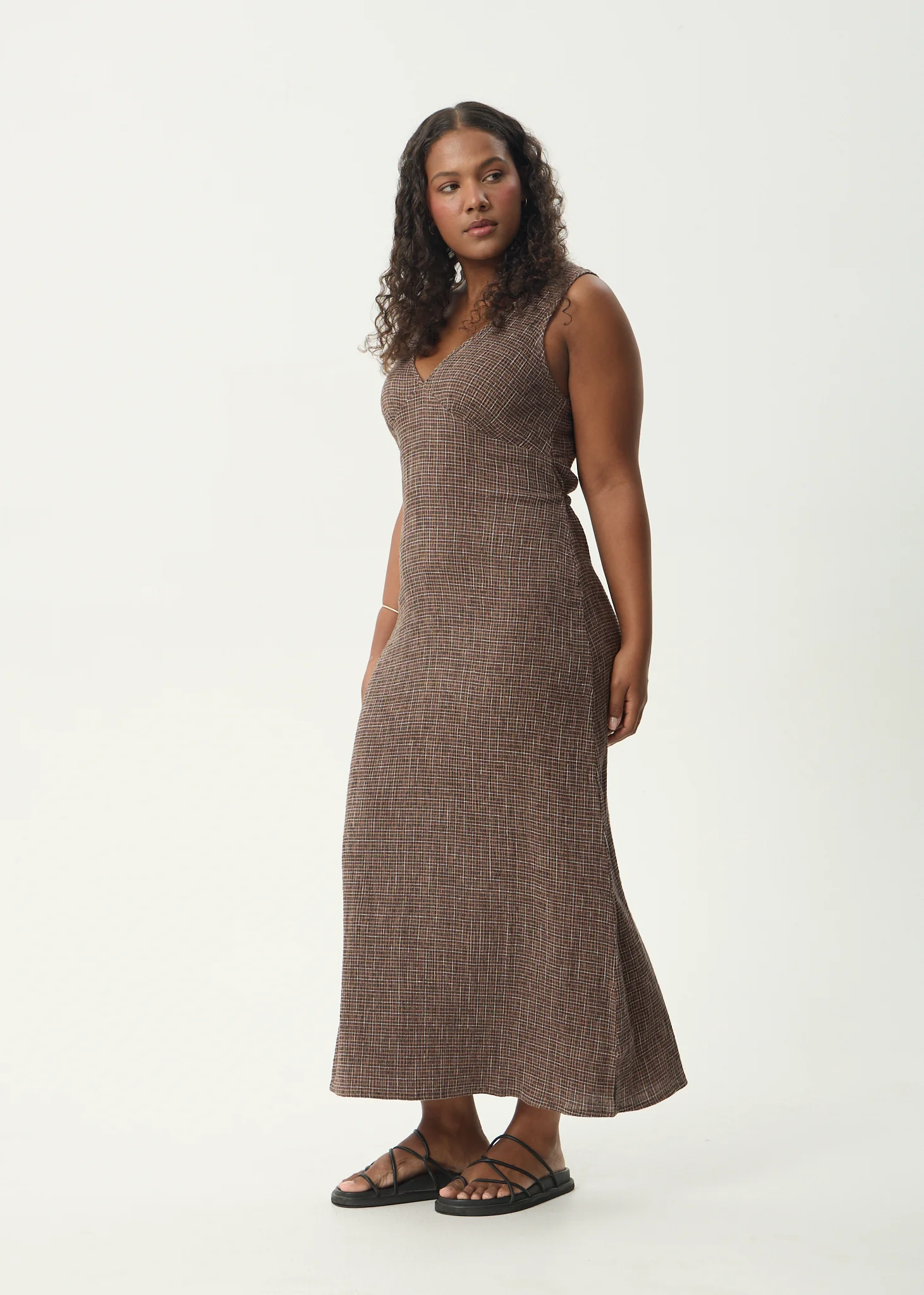 AFENDS Womens Tully - Seersucker Maxi Dress - Hometown Coffee - Image 4