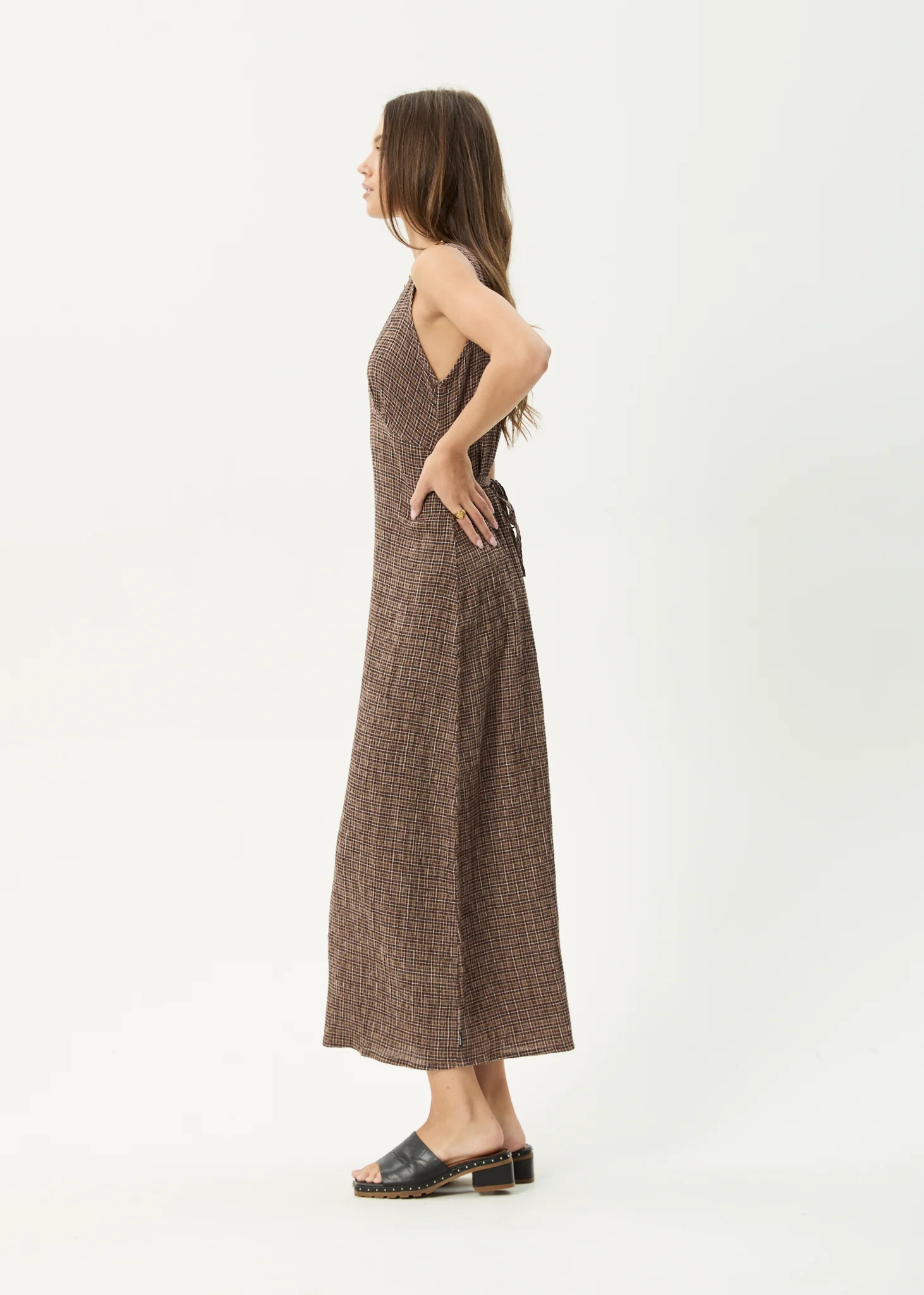 AFENDS Womens Tully - Seersucker Maxi Dress - Hometown Coffee - Image 7