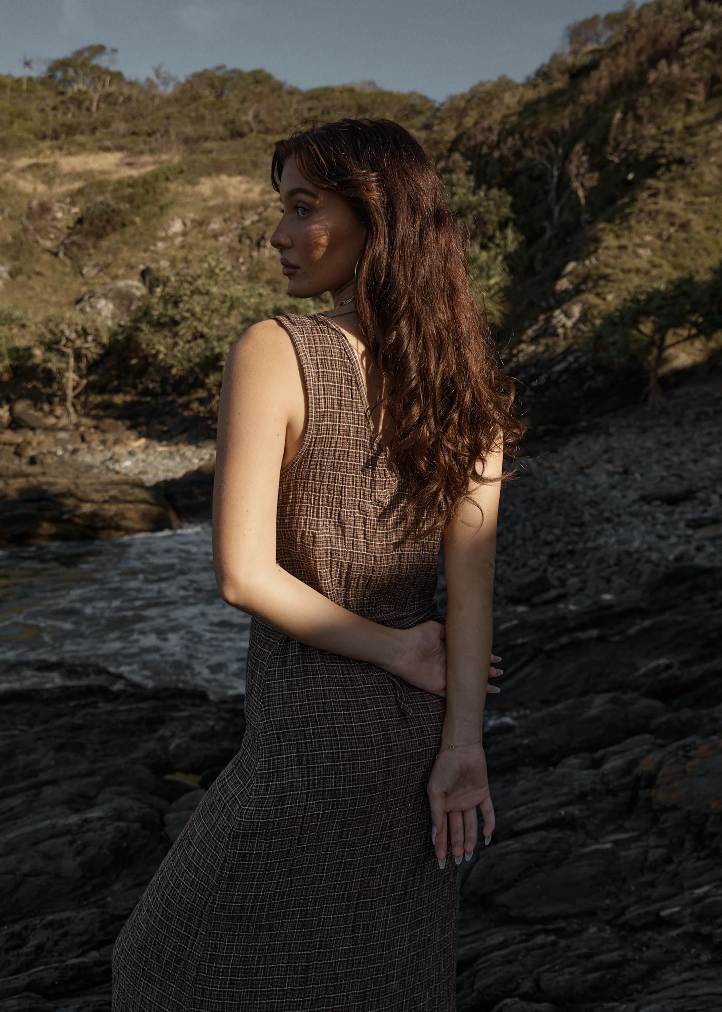 AFENDS Womens Tully - Seersucker Maxi Dress - Hometown Coffee - Image 8