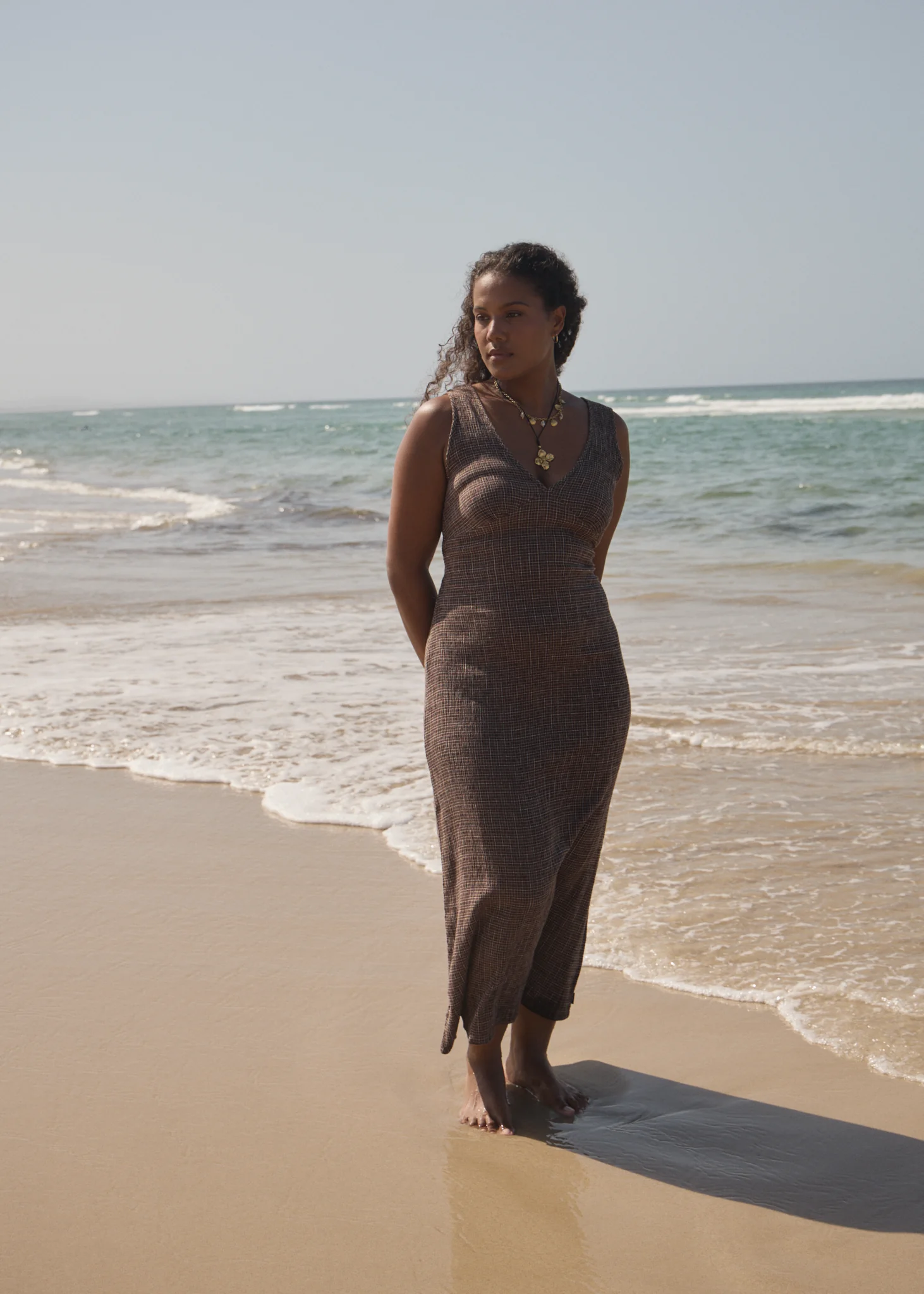 AFENDS Womens Tully - Seersucker Maxi Dress - Hometown Coffee - Image 9