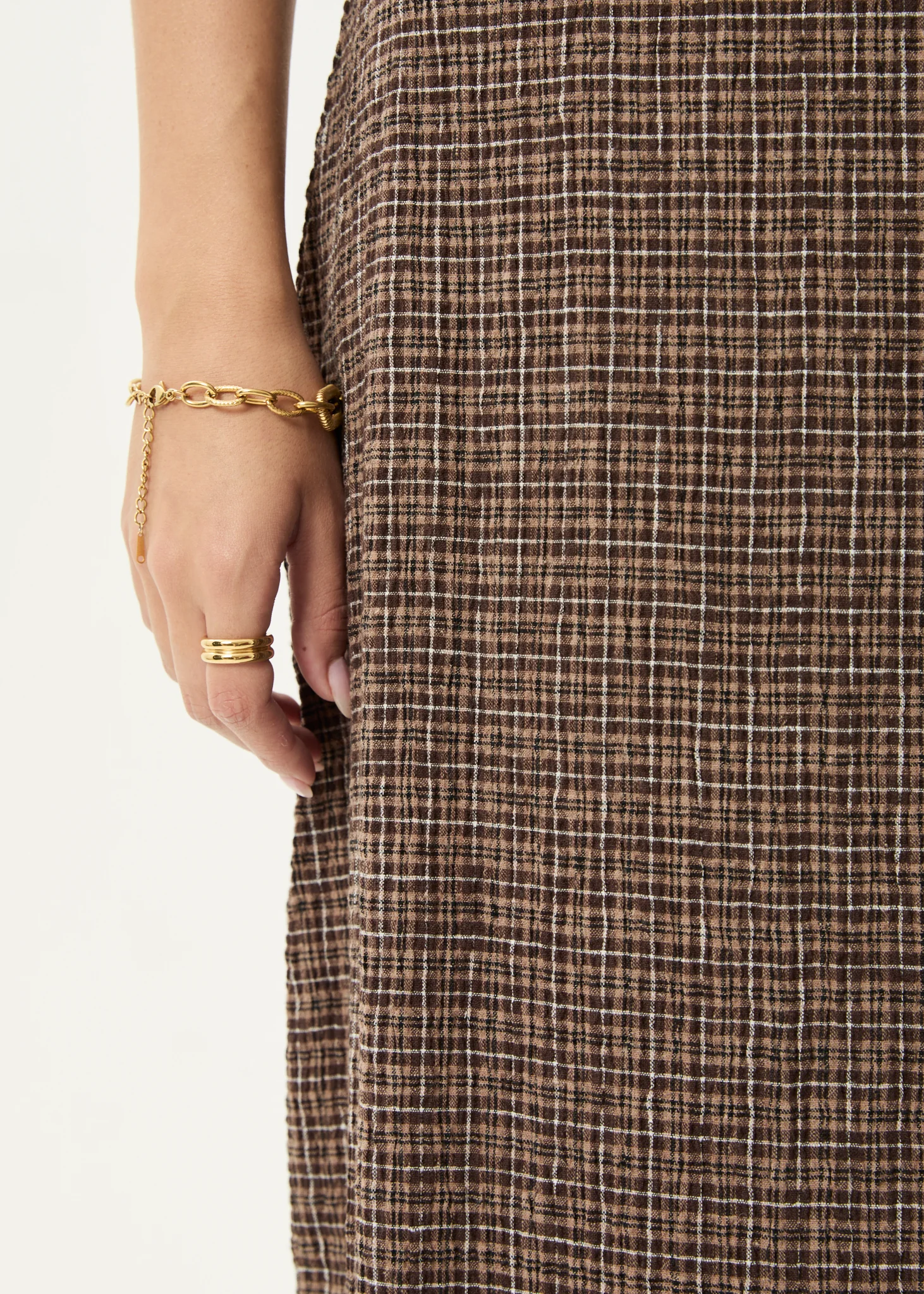 AFENDS Womens Lita - Seersucker Maxi Skirt - Hometown Coffee - Image 13