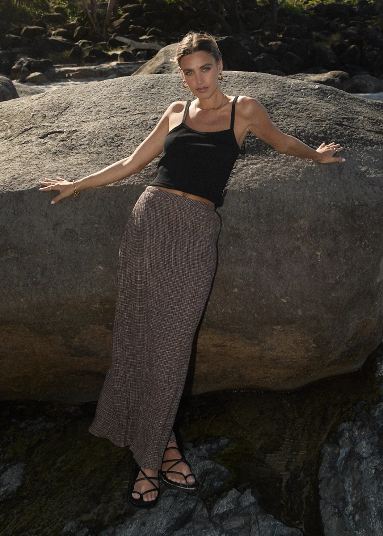 AFENDS Womens Lita - Seersucker Maxi Skirt - Hometown Coffee - Image 2