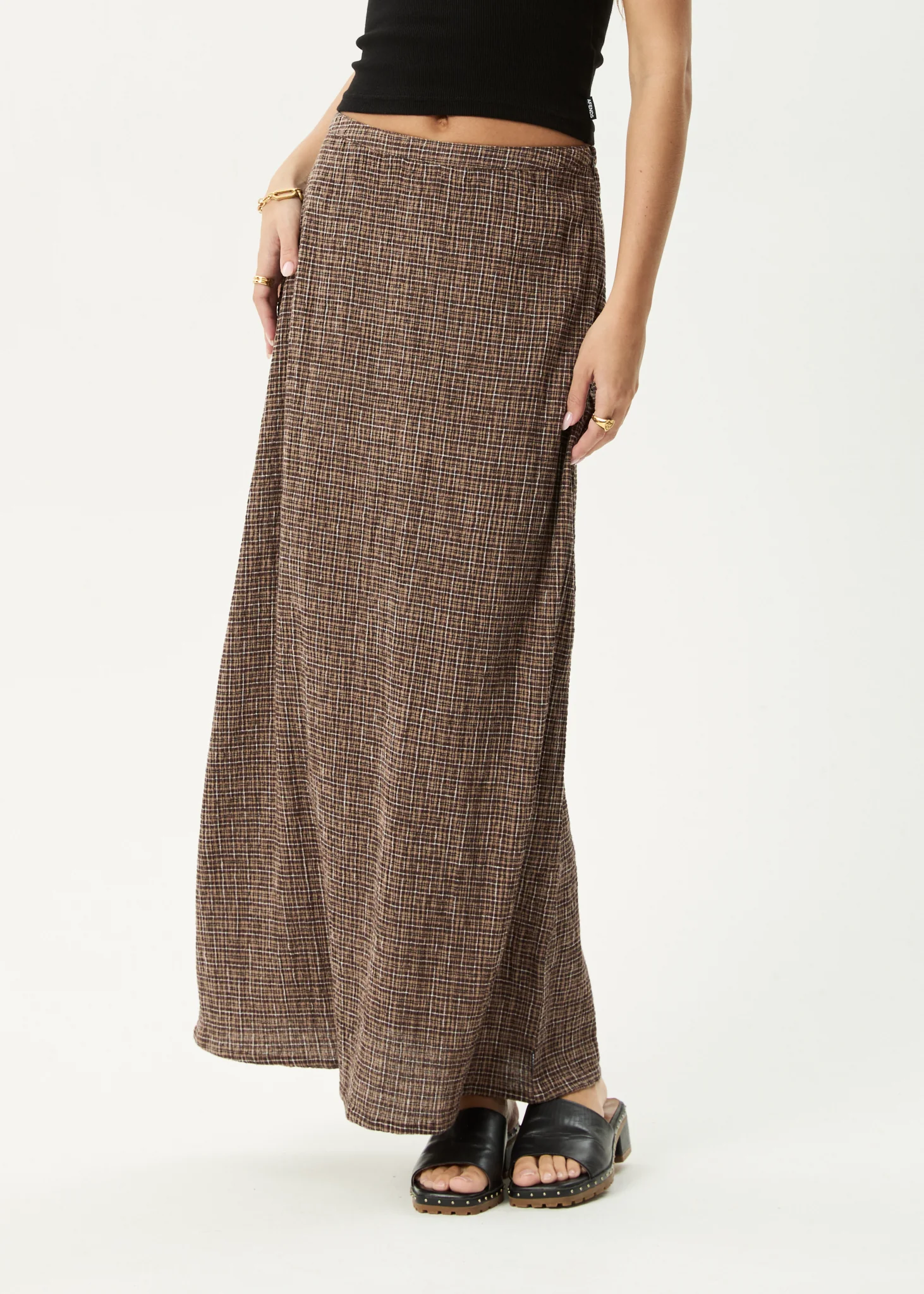 AFENDS Womens Lita - Seersucker Maxi Skirt - Hometown Coffee - Image 4