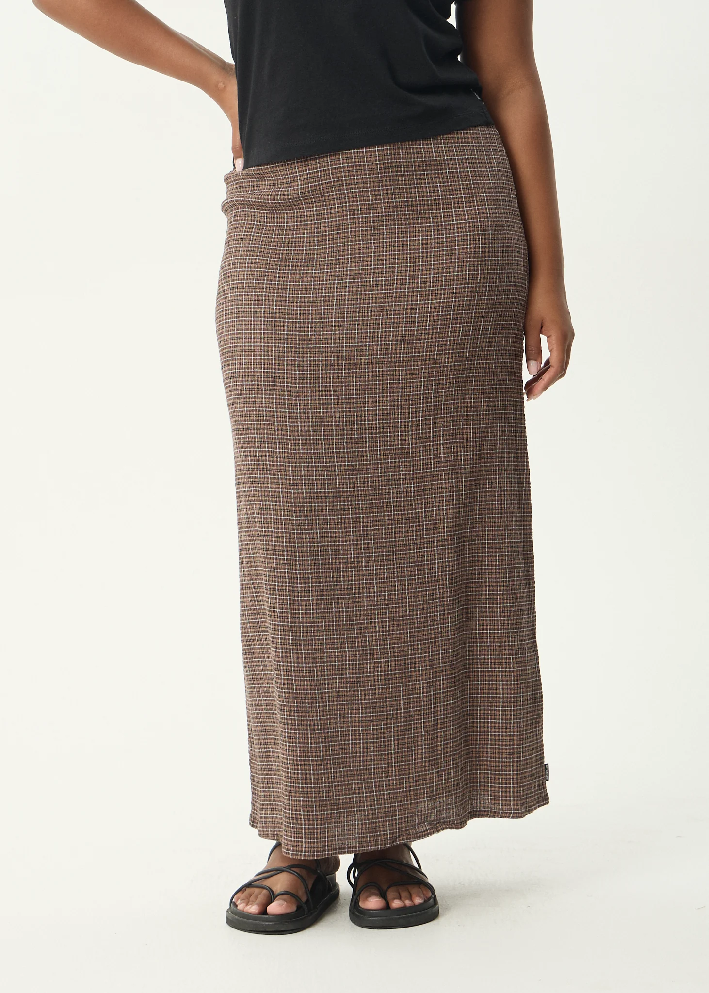 AFENDS Womens Lita - Seersucker Maxi Skirt - Hometown Coffee - Image 5