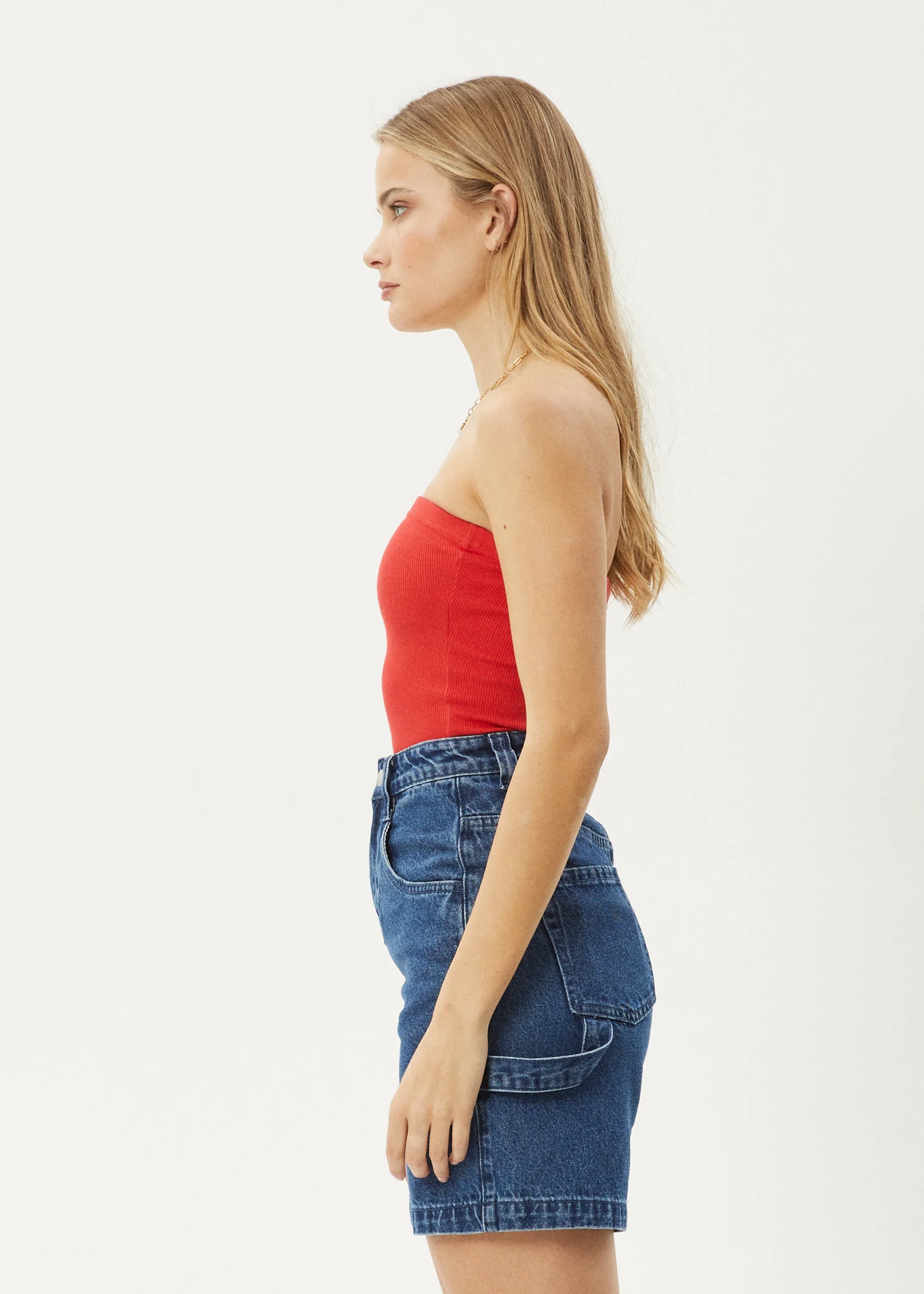 AFENDS Womens Jamie - Rib Tube Top - Tomato - Image 4