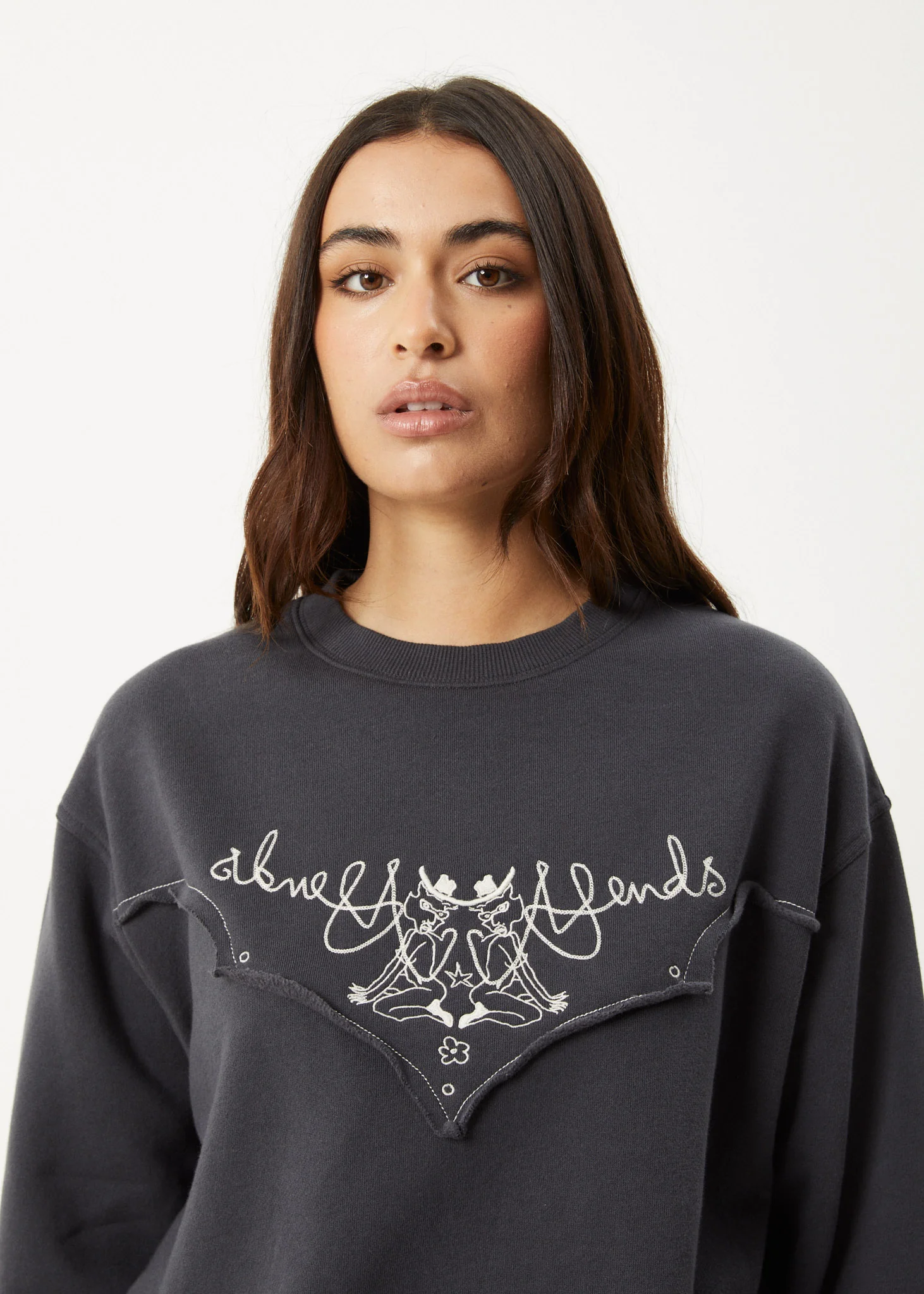 AFENDS Womens Karlee - Crew Neck Jumper - Charcoal - Image 2