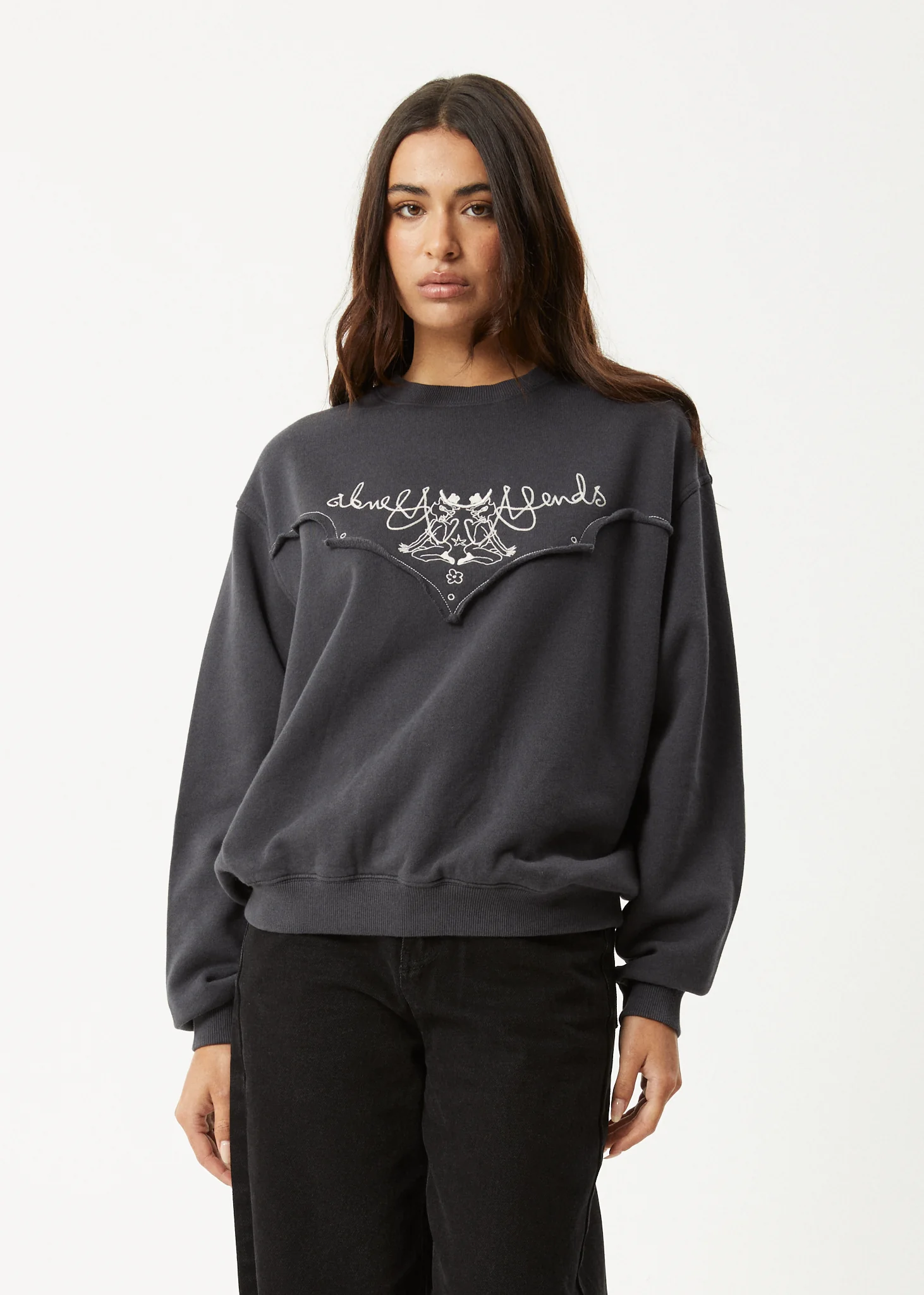 AFENDS Womens Karlee - Crew Neck Jumper - Charcoal - Image 6