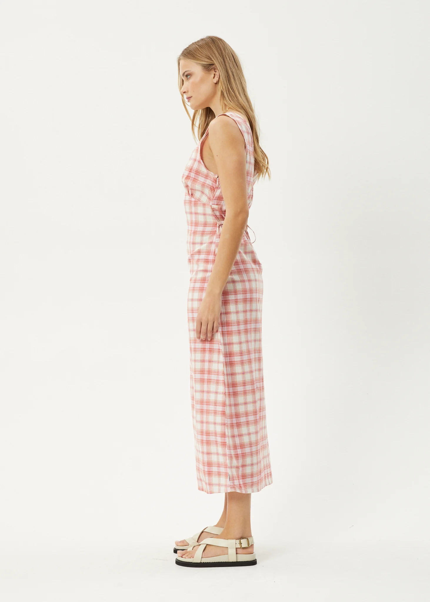 AFENDS Womens Kayla - Check Maxi Dress - Pink Check - Image 4