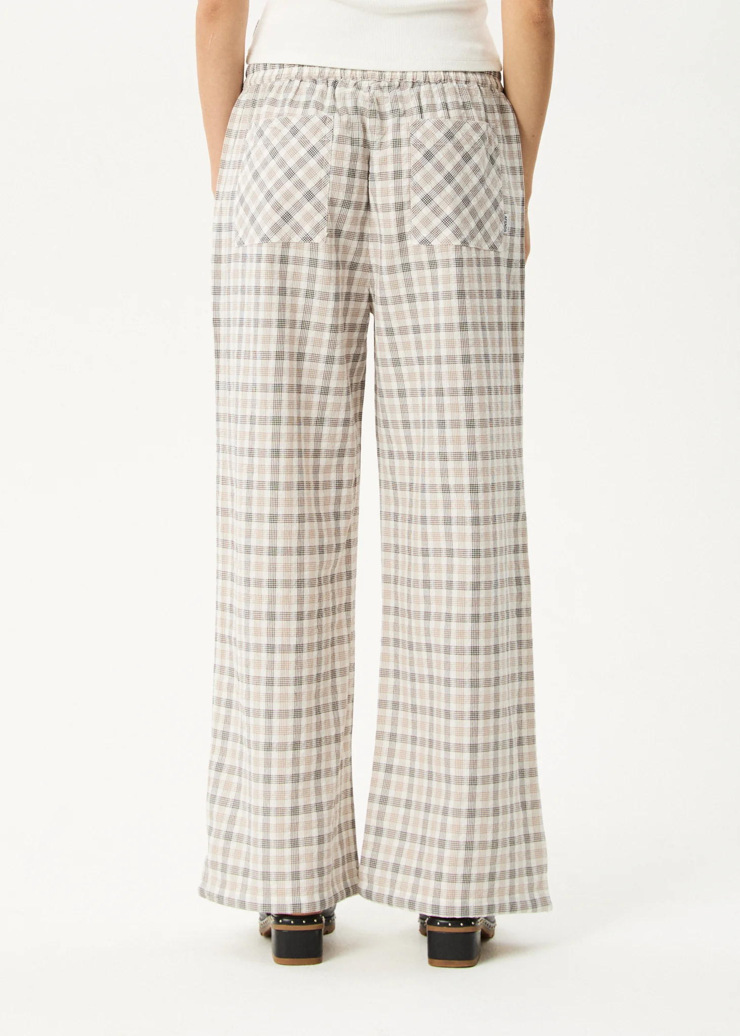 AFENDS Womens Leo - Seersucker Wide Leg Pant - Coffee / White - Image 6