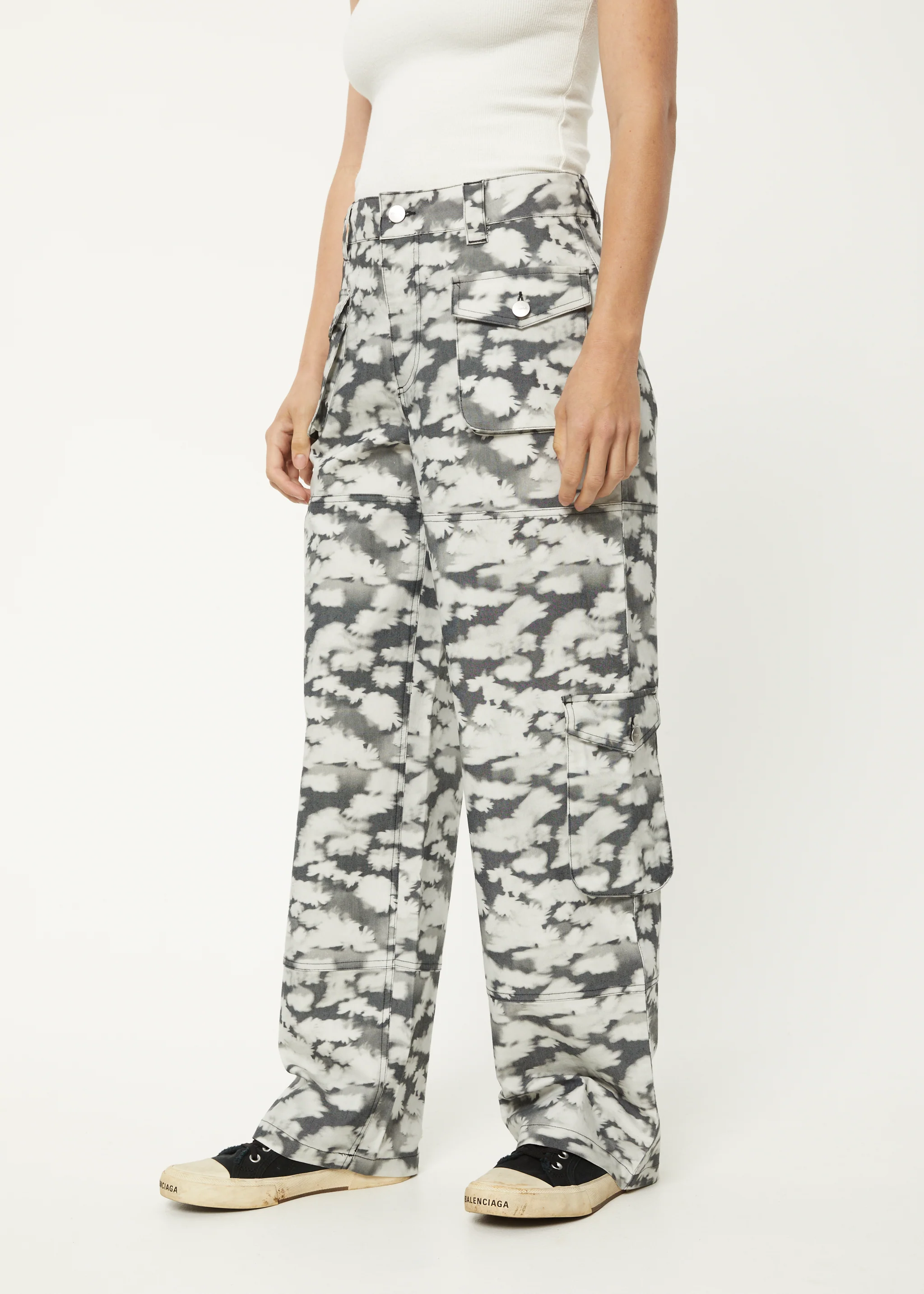 AFENDS Womens Linger - Cargo Pant - Black Floral - Image 3
