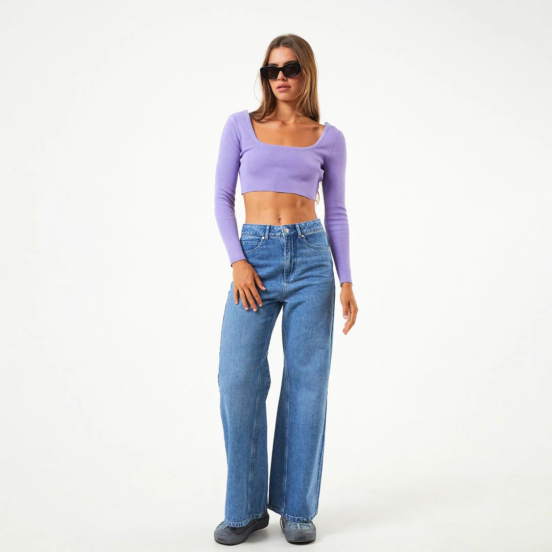 AFENDS Womens Lula - Knit Long Sleeve Cropped Top - Plum - Image 6