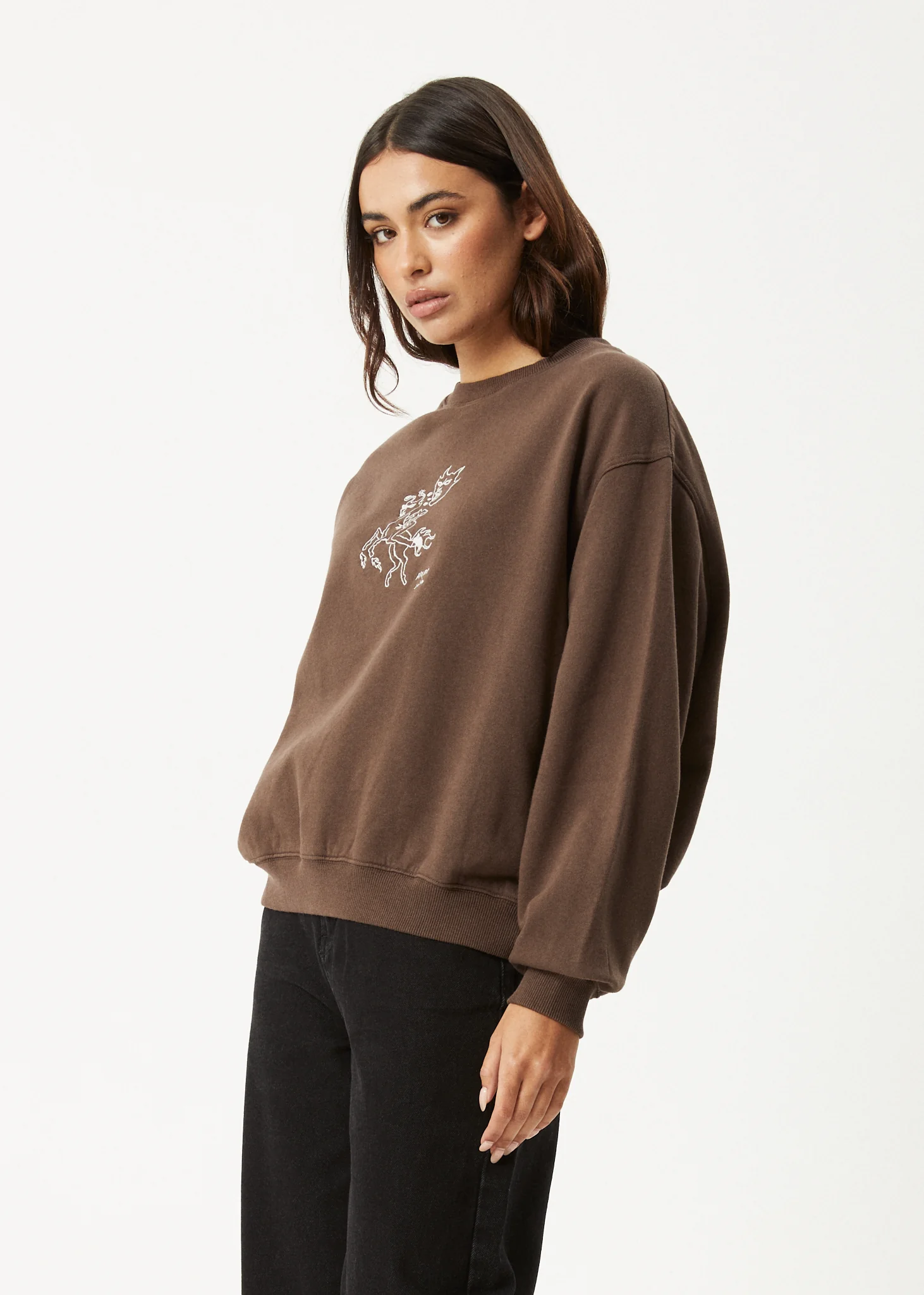 AFENDS Womens Mackie -  Crew Neck Jumper - Coffee - Image 3
