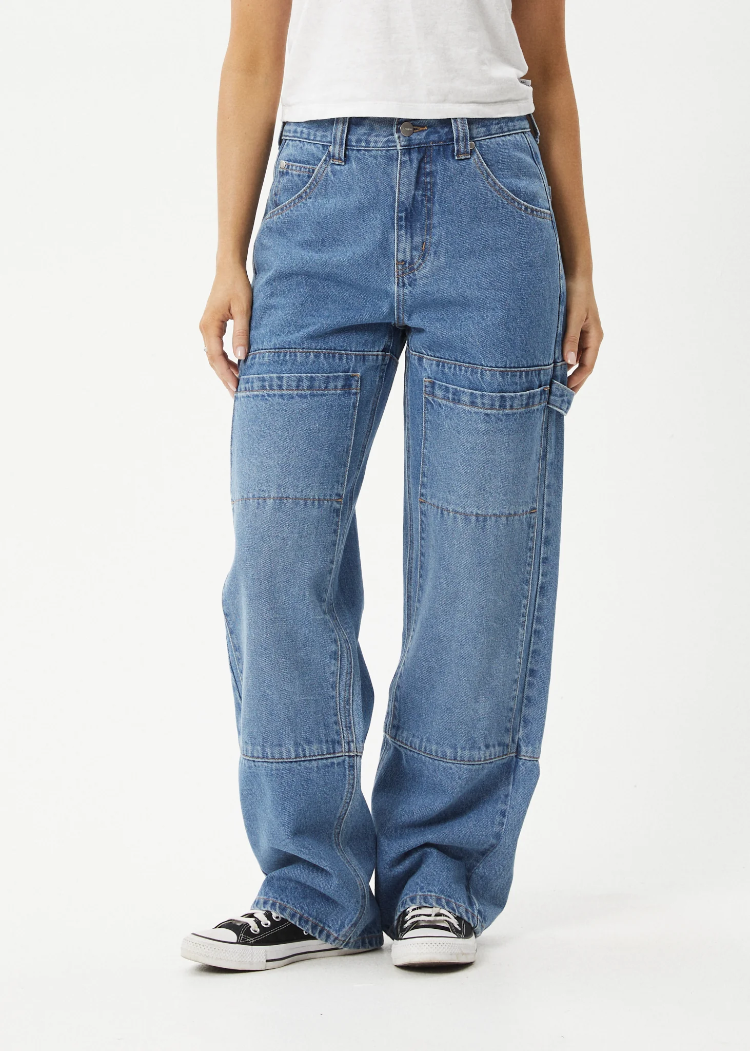 AFENDS Womens Moss - Denim Workwear Jean - Worn Blue - Image 2