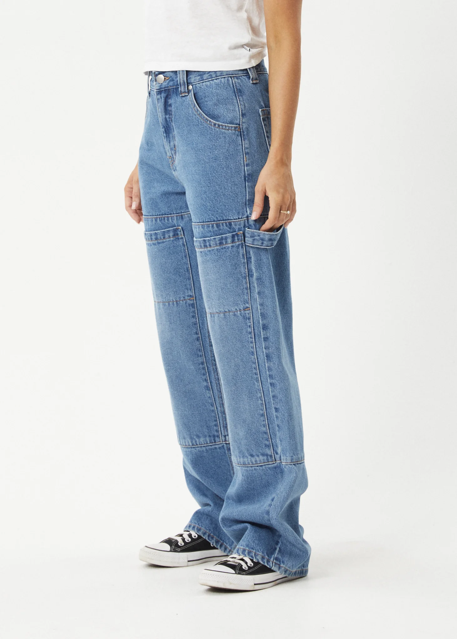 AFENDS Womens Moss - Denim Workwear Jean - Worn Blue - Image 3