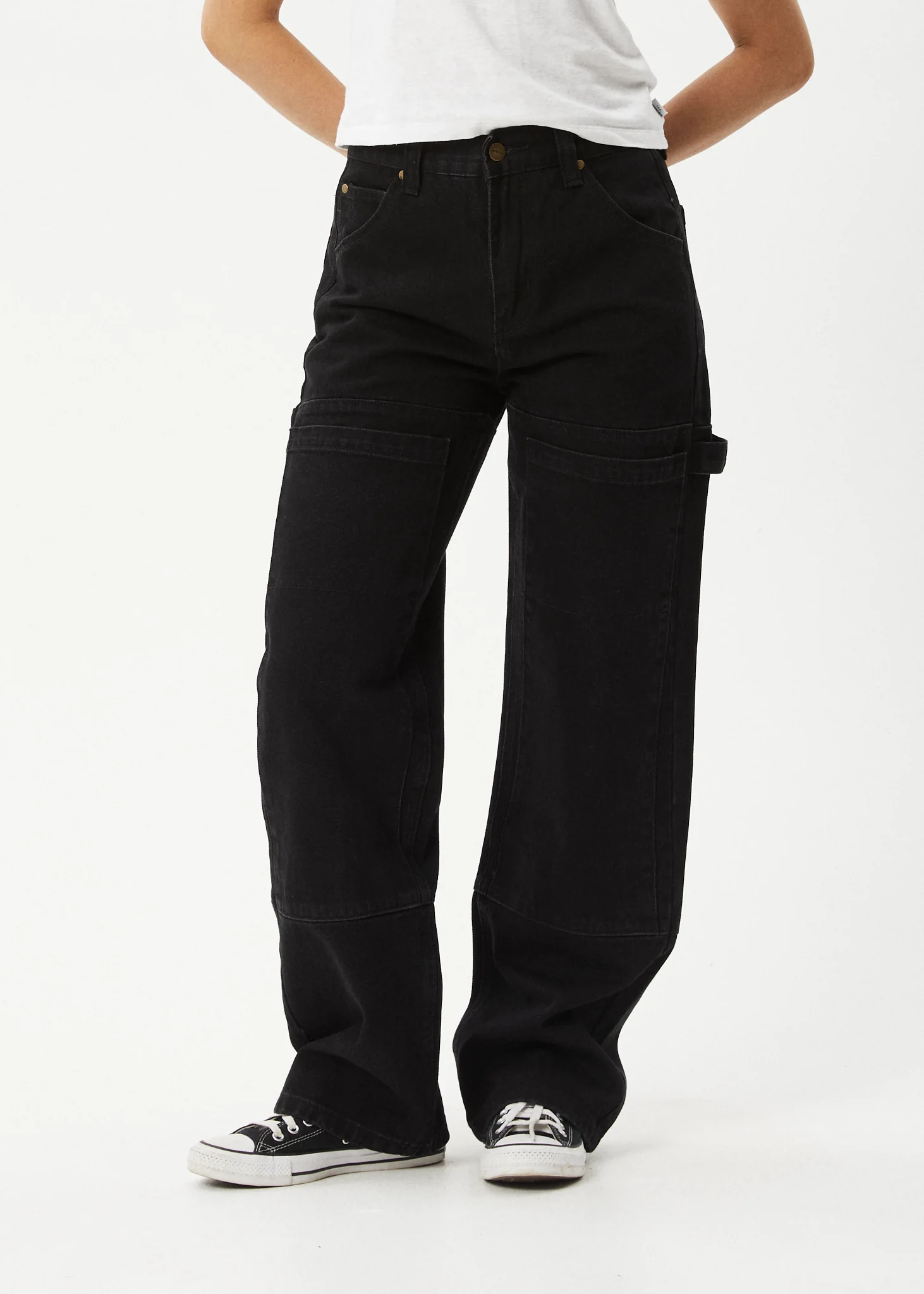 AFENDS Womens Moss - Denim Workwear Jean - Washed Black - Image 2