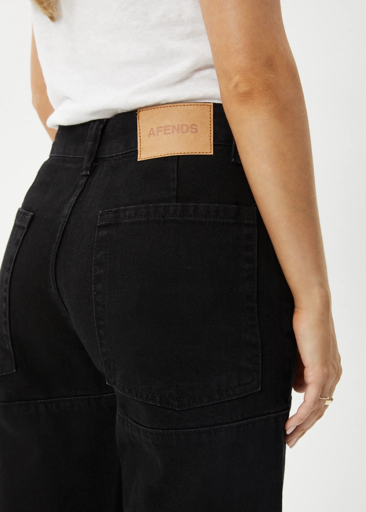 AFENDS Womens Moss - Denim Workwear Jean - Washed Black - Image 6