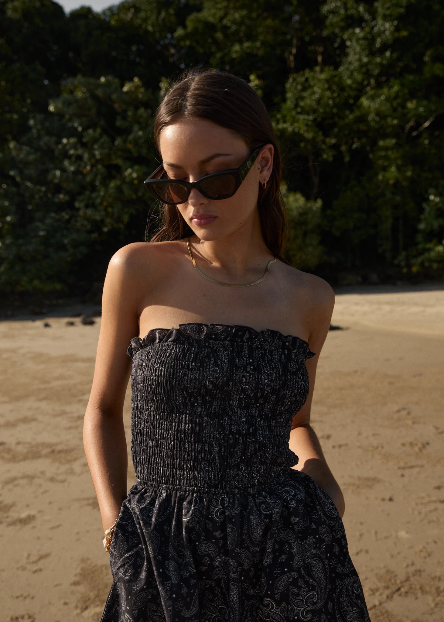 AFENDS Womens Paisley - Strapless Mini Dress - Black - Image 6