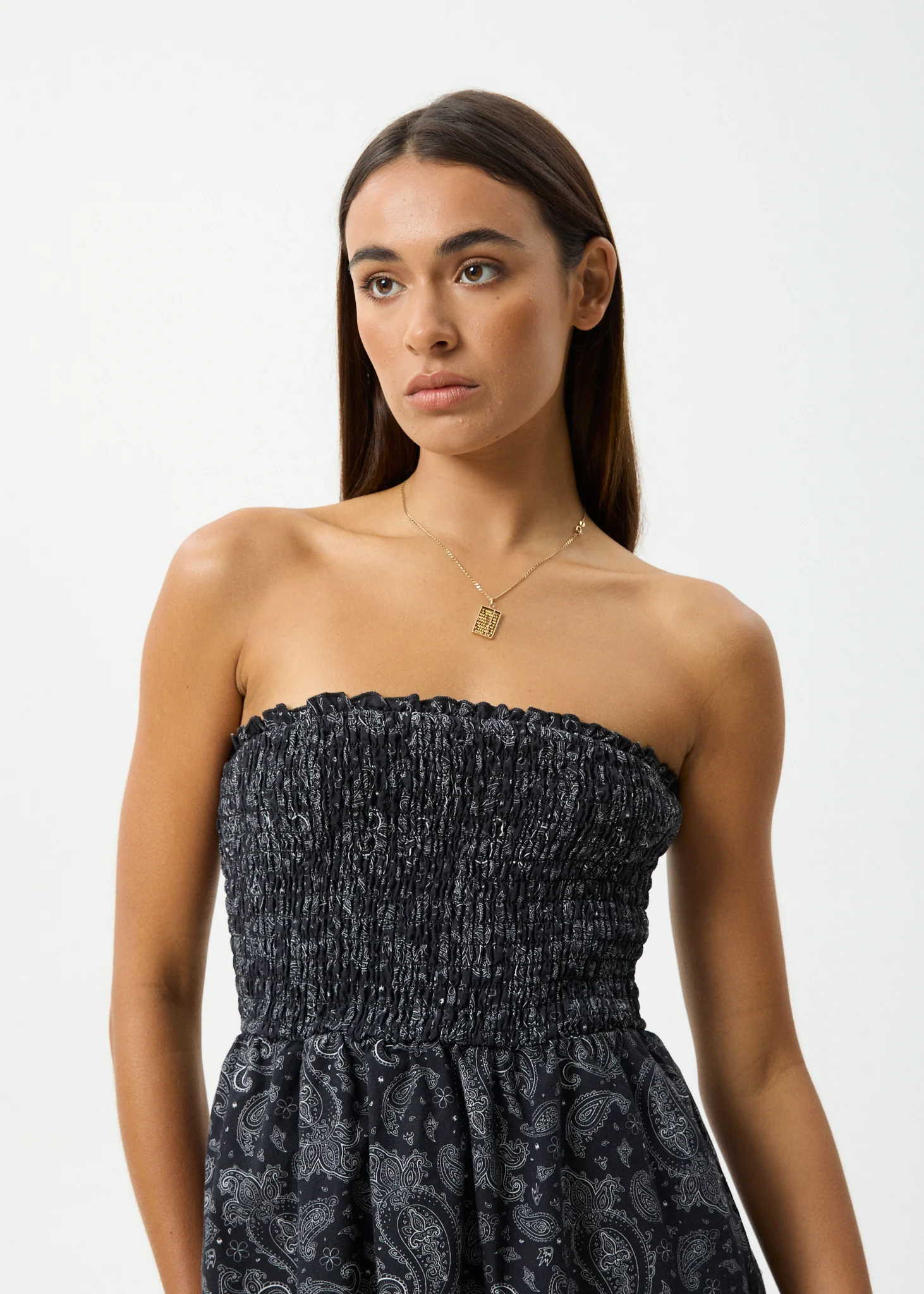 AFENDS Womens Paisley - Strapless Mini Dress - Black - Image 7