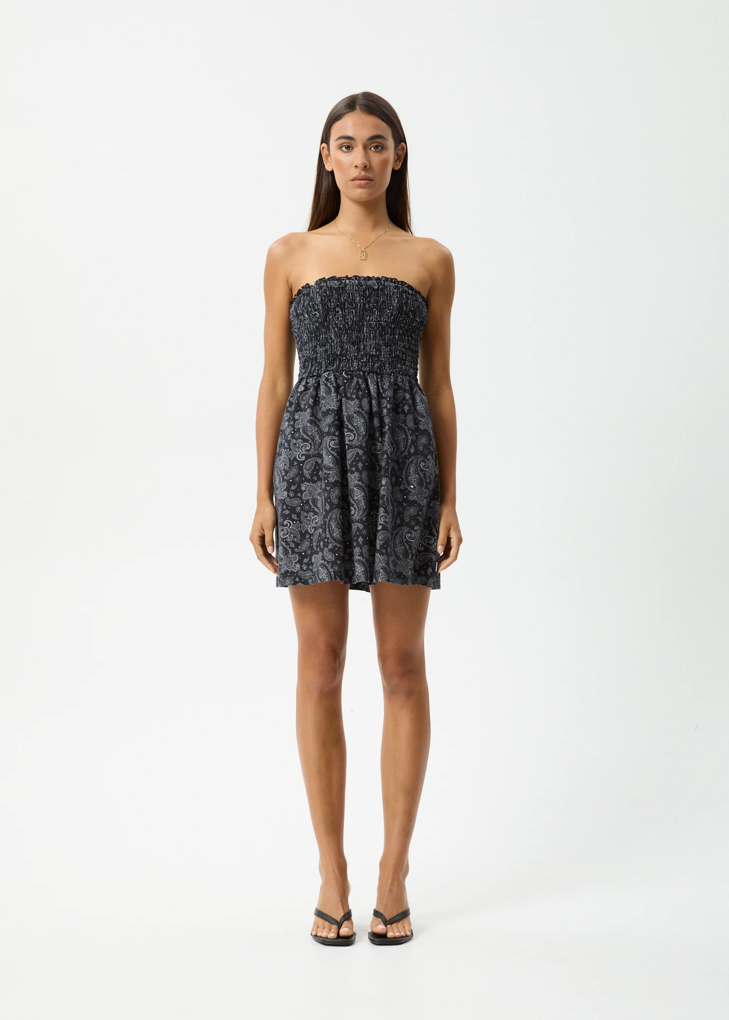 AFENDS Womens Paisley - Strapless Mini Dress - Black - Image 8