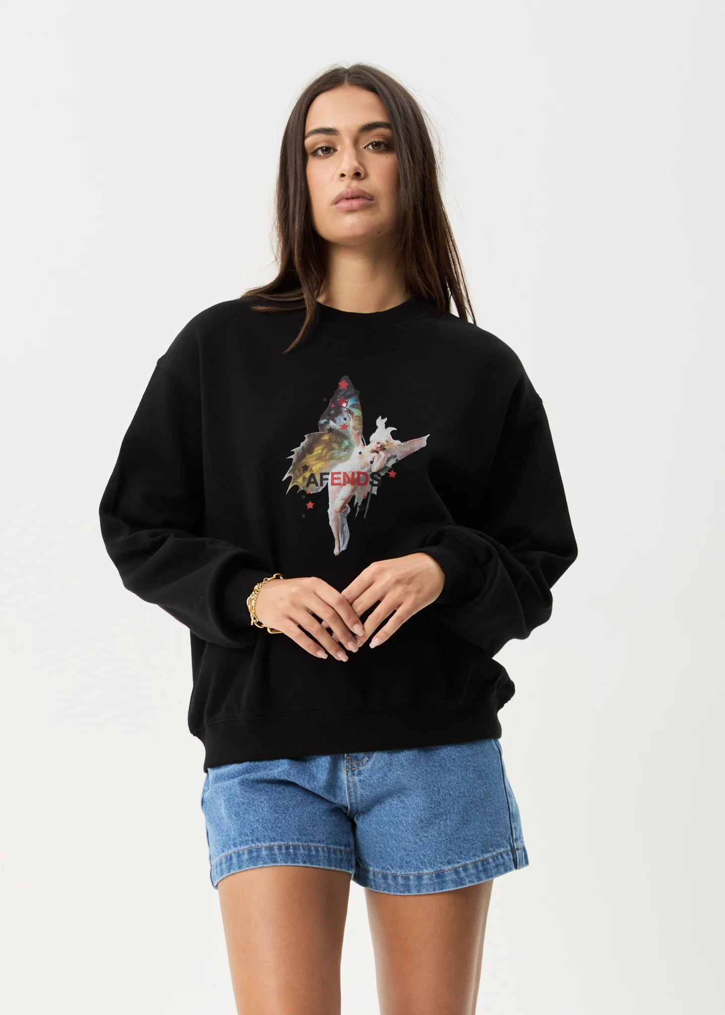 AFENDS Womens Pixie - Crew Neck Jumper - Black - Image 2